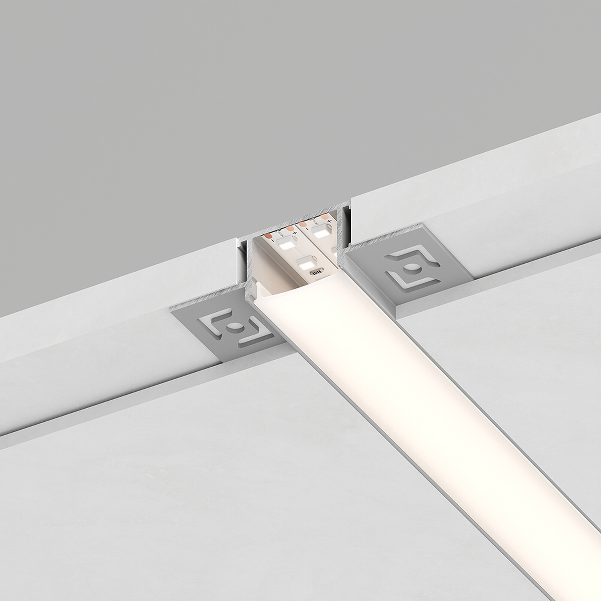 Профиль алюминиевый встраиваемый скрытый, серебро, CAB254 Feron 