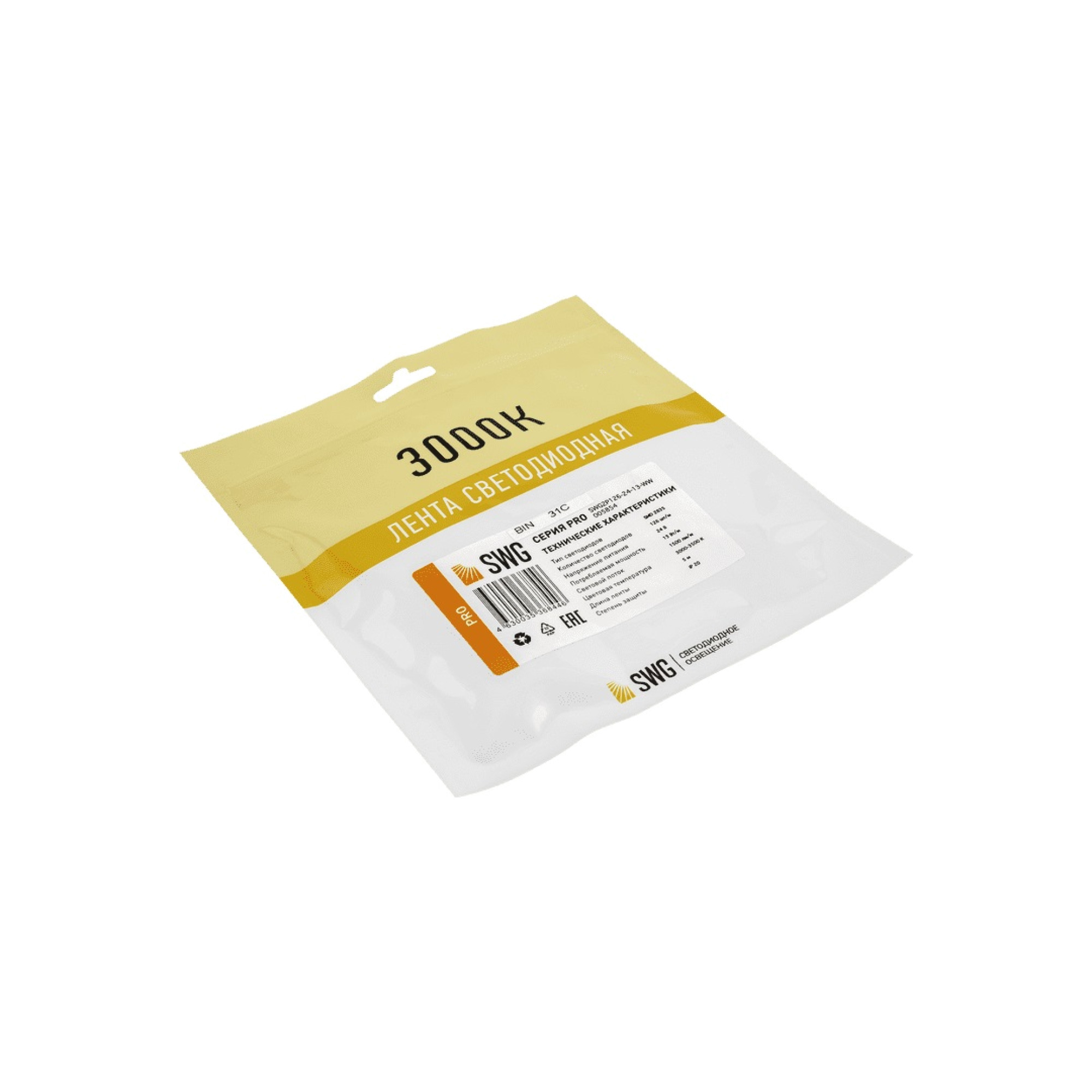 Лента светодиодная ПРО SMD2835 126LED/м 13Вт/м 24В IP20 Цвет: Теплый белый (1метр) SWG