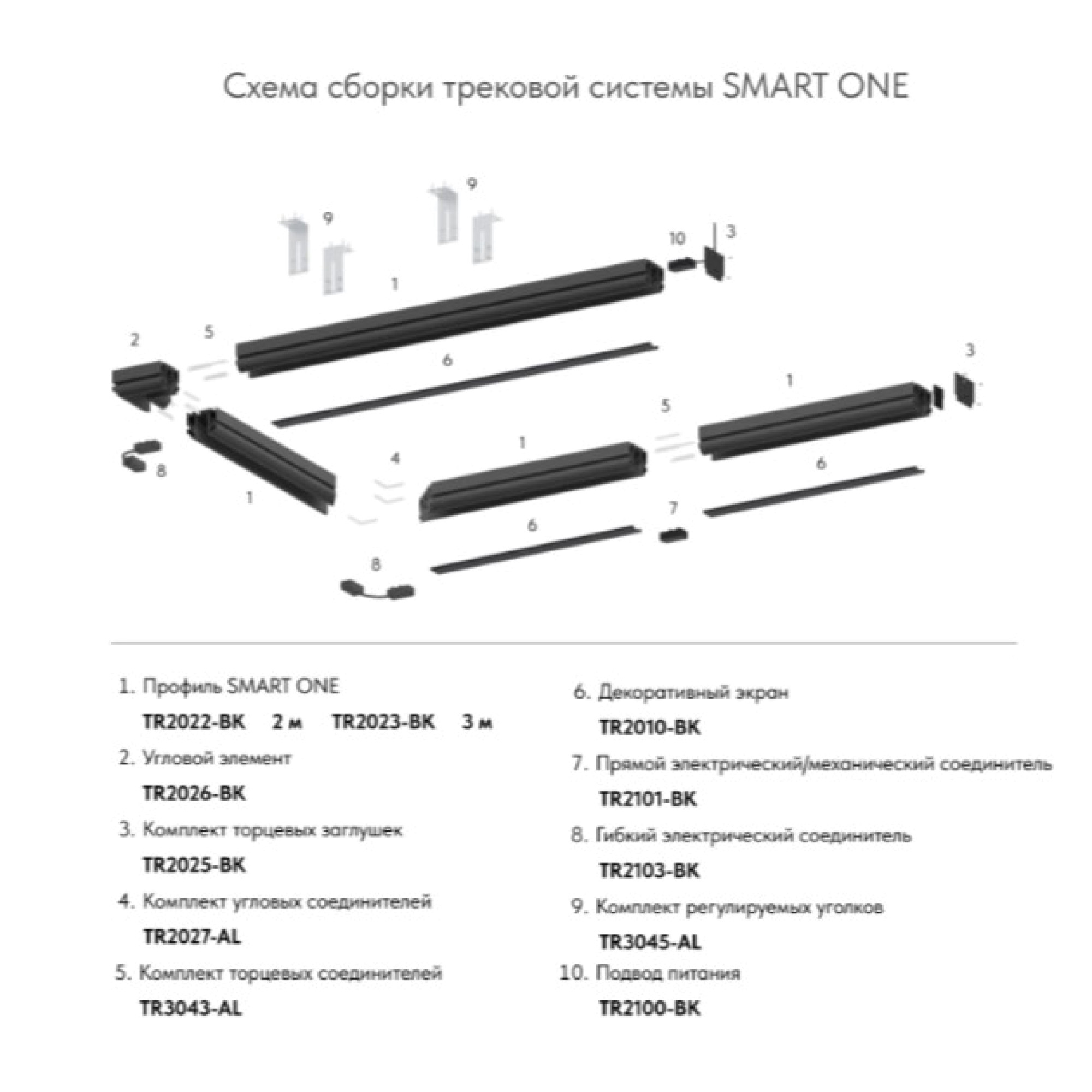 Комплект торцевых заглушек SMART ONE TR2025-BK Denkirs