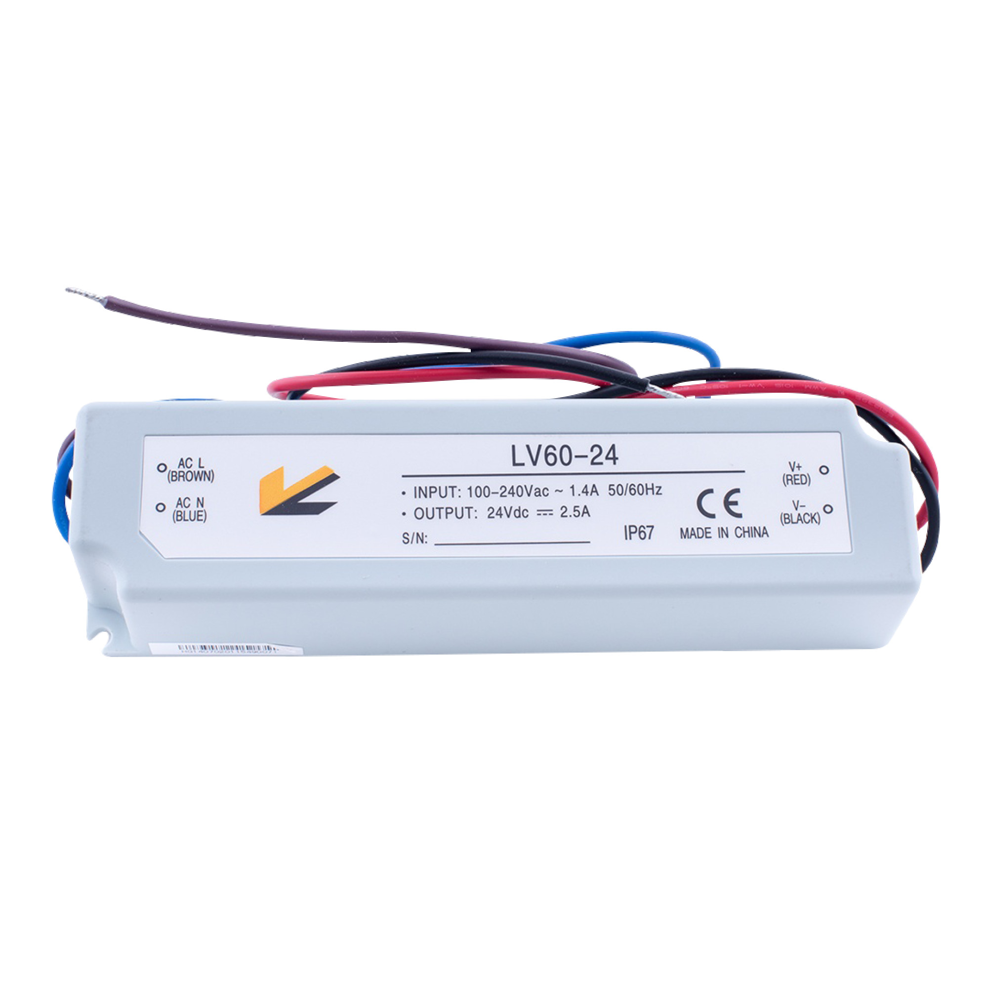 Блок питания для ленты IP 67 пластик 60 W, 24V SWG