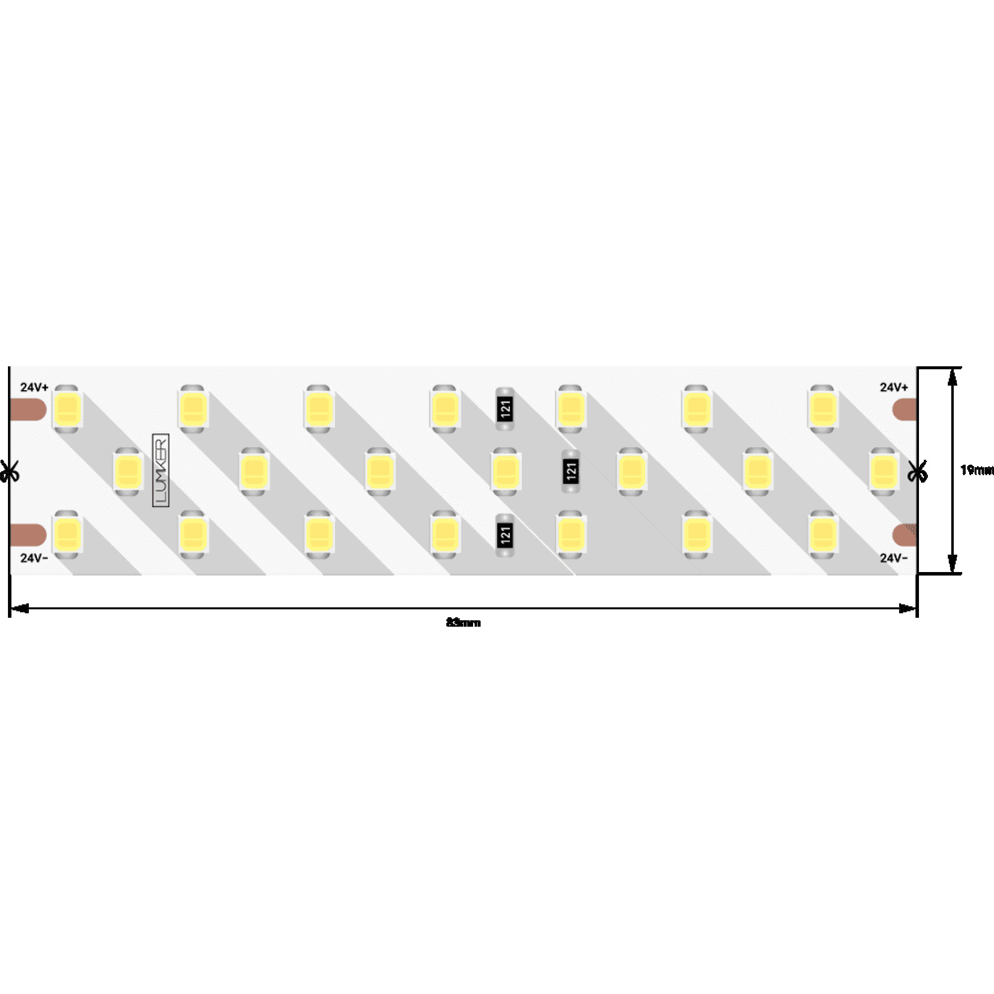 Лента светодиодная LUMKER 2835 252LED/м 24Вт/м 24В IP33 Цвет:Нейтральный белый 4000K (1метр) SWG