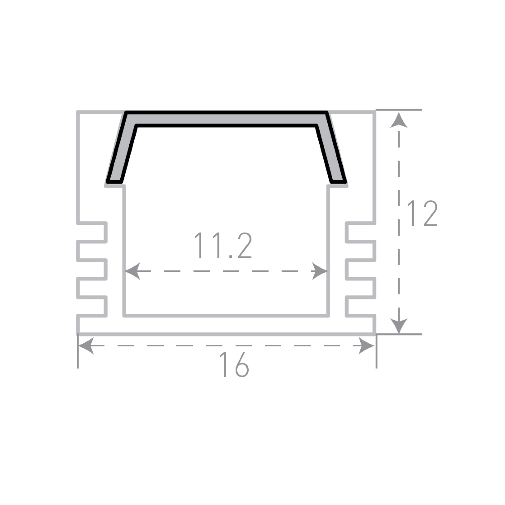Профиль накладной алюминиевый SF-1612 (2м) (комплект) SWG