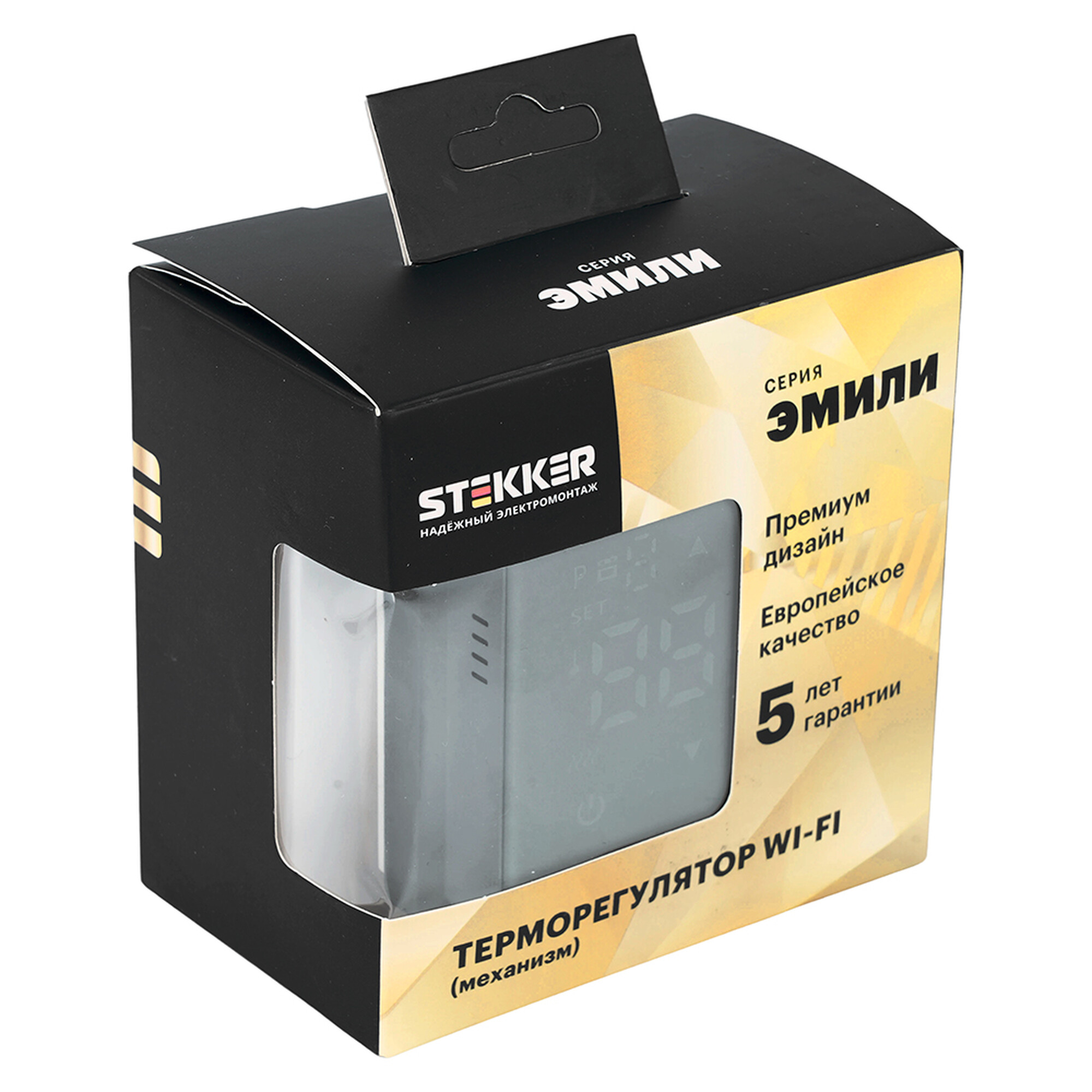 Терморегулятор Wi-Fi (механизм), STEKKER, 250В, 3500Вт, серия Эмили, RSW00-5119-10, платиново-серый, soft touch