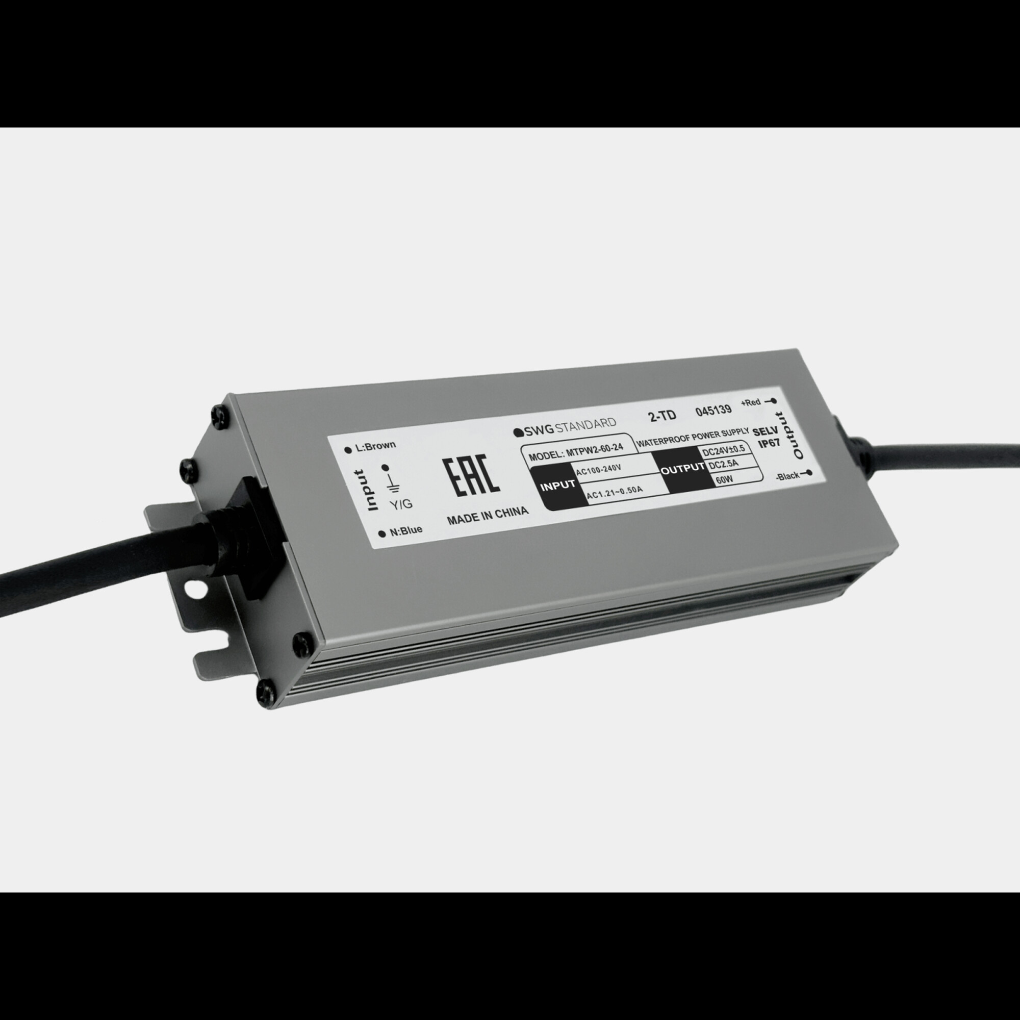 Блок питания MTPW2, 60W влагозащитный IP67, 24V, MTPW2-60-24 SWG