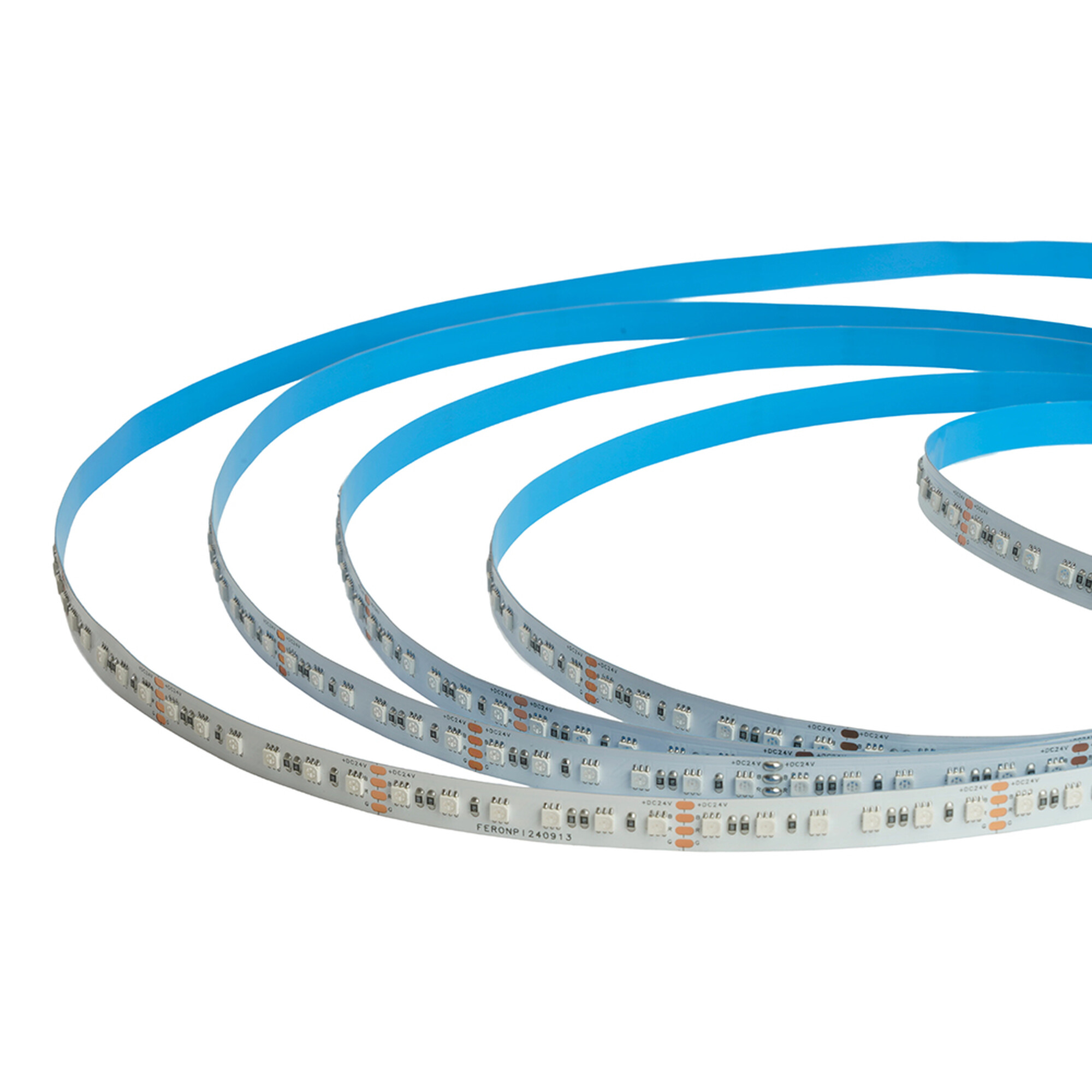 Лента светодиодная 120SMD(5050)/м 11Вт/м 24V 5000*10*1.5мм RGB, LS501 FERON