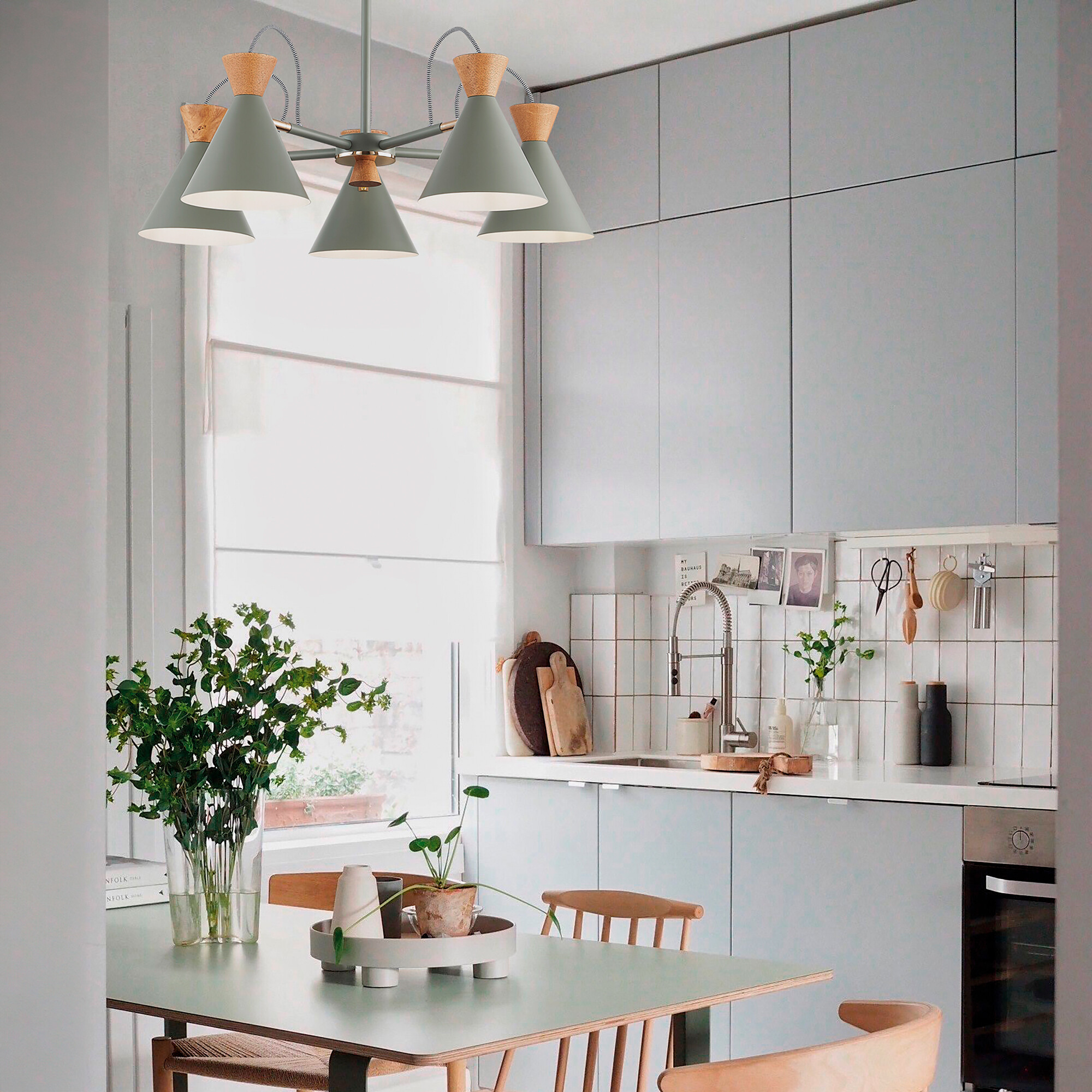 Светильник потолочный Белый, Золотистый/Белый, Светлое дерево E14 7*40W ST Luce