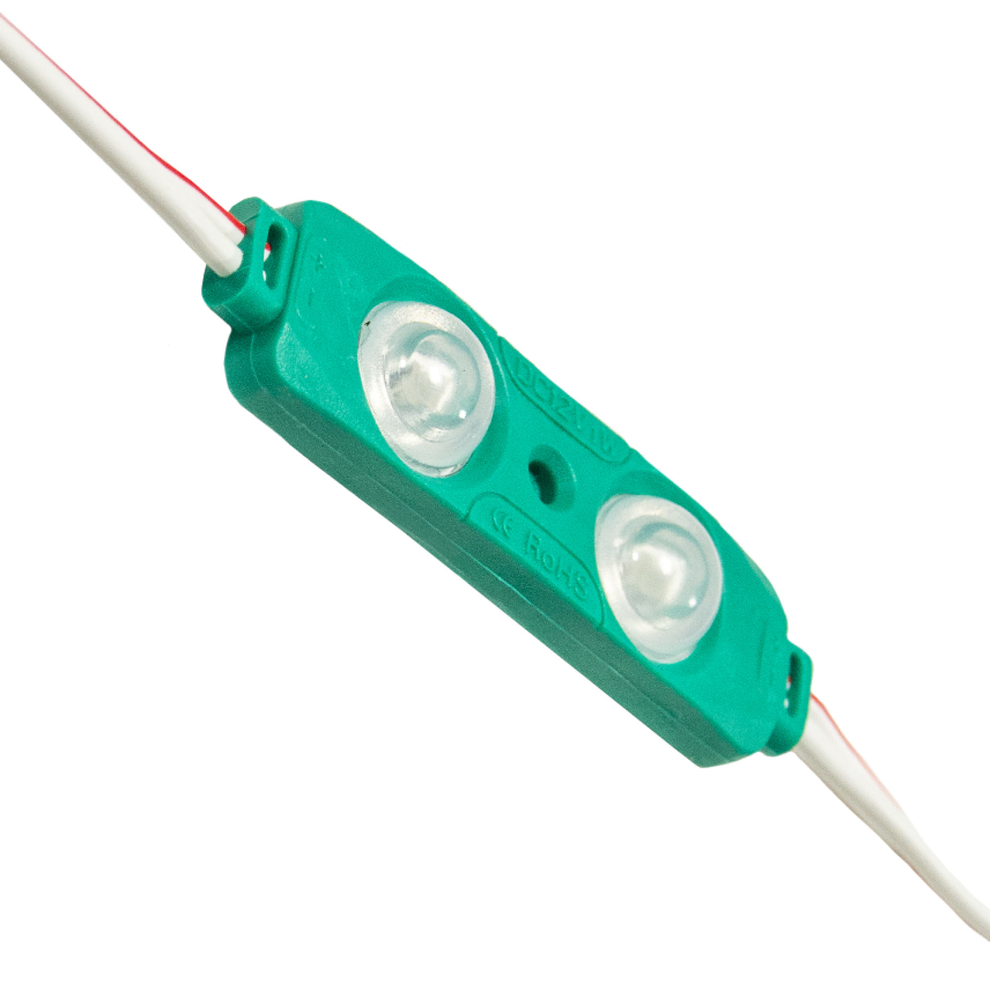 Модуль светодиодный 2 SMD 2835 1Вт 80Лм Зелёный (с линзой 160) -1шт. SignImpress