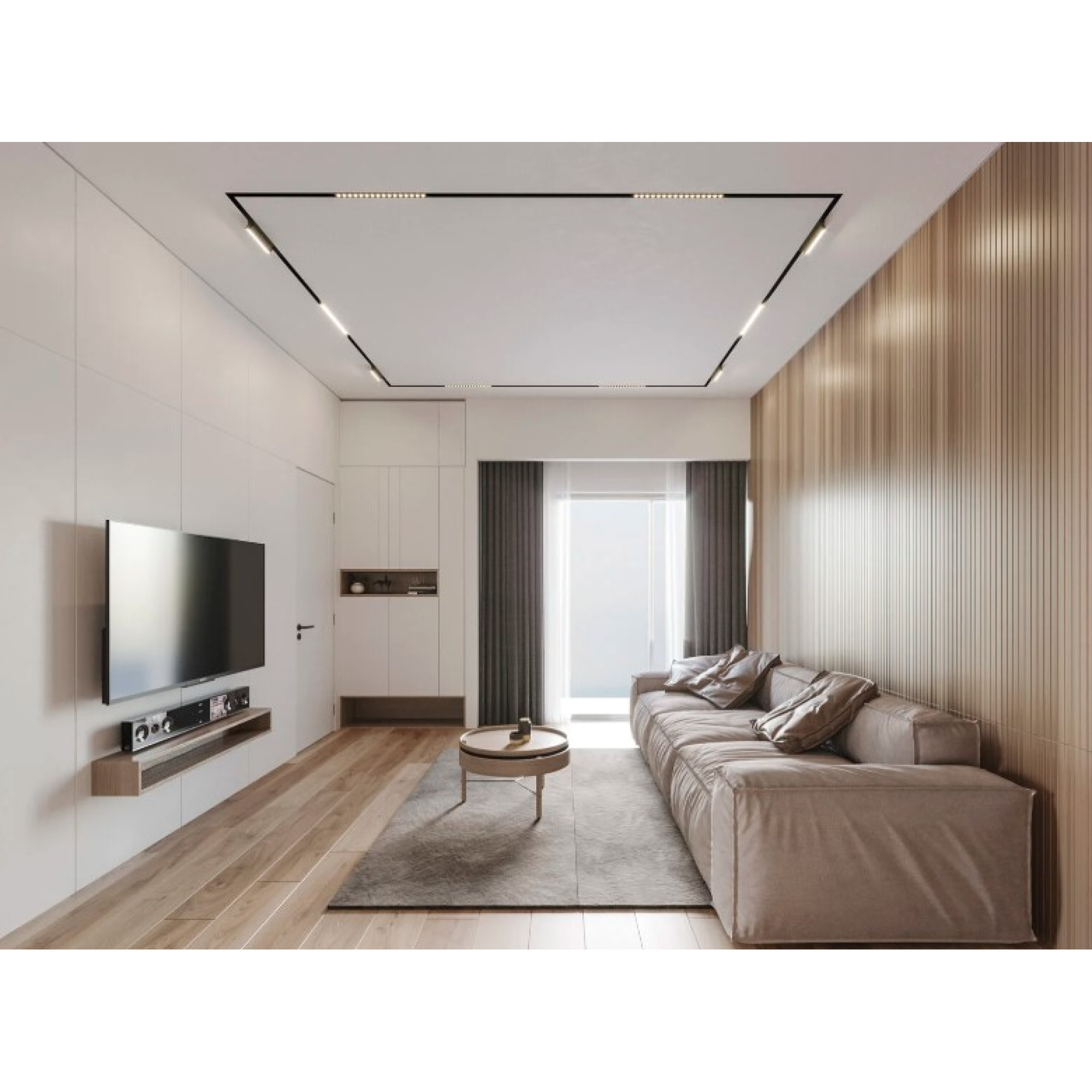 Профиль-трек SMART ONE, для натяжных потолков, 2 м, алюминий, Черный TR2022-BK Denkirs 