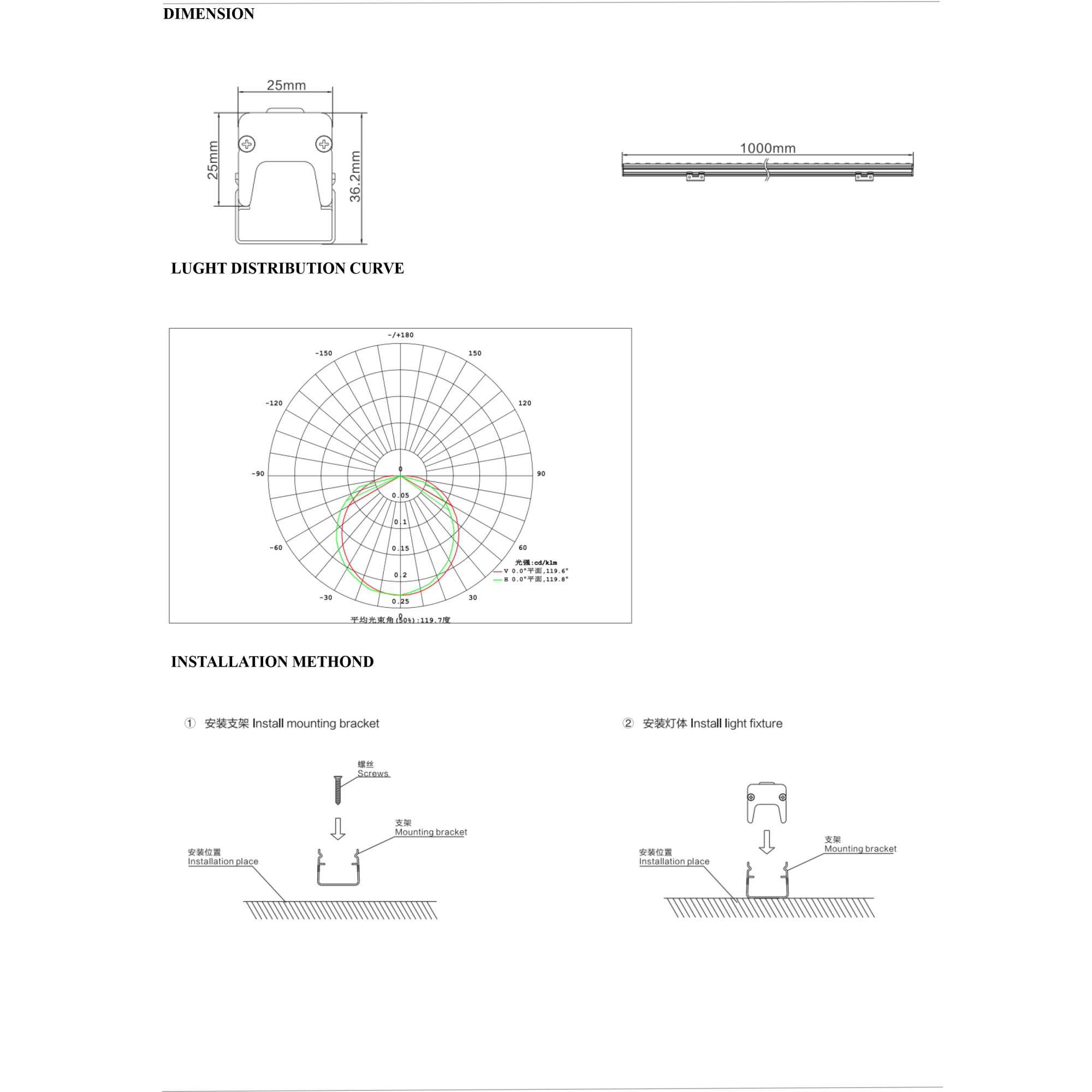 Светильник линейный архитектурный AL-16100-2 RGB (16 pix) DC12V/12W 48шт х SMD5050/IP65 