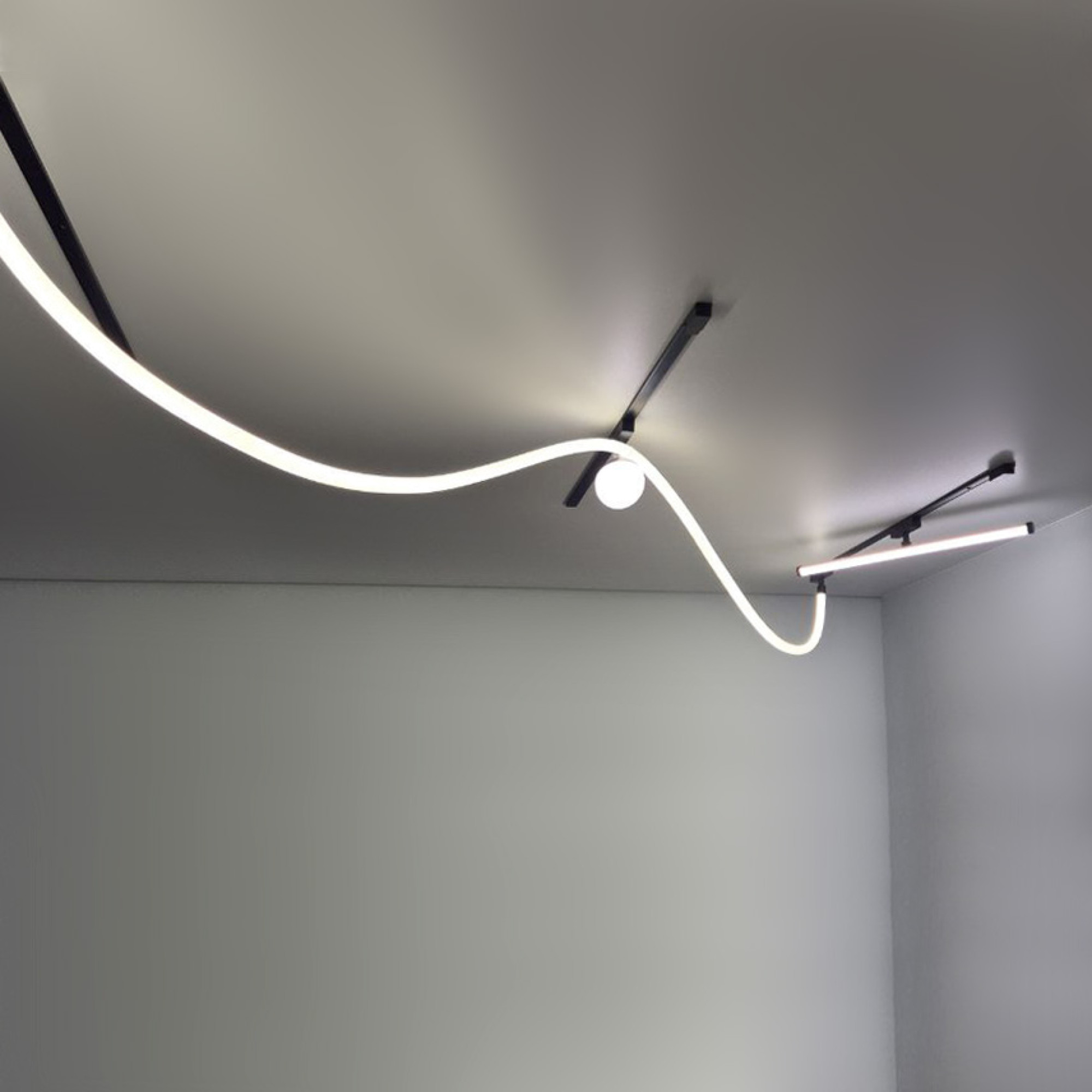 Светильник трековый однофазный магнитный подвесной Snake 48В 48Вт 4000К Чёрный 3года SignImpress