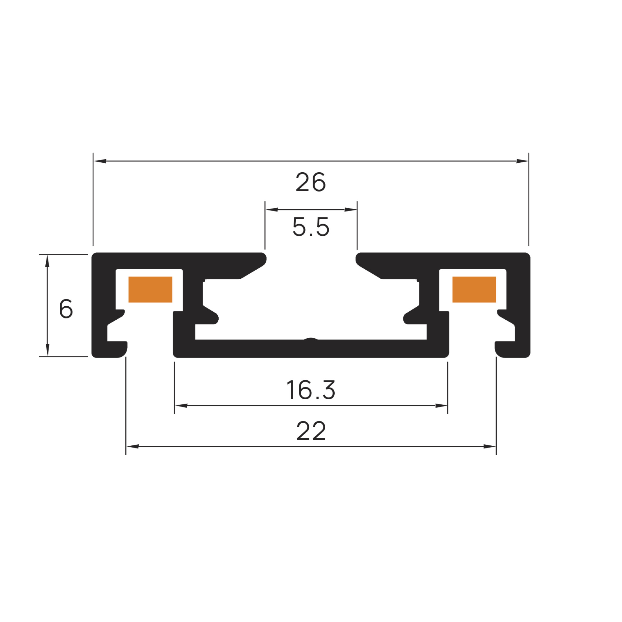 Шинопровод 1фаза накладной Ultra Thin 24/48В для магнитных треков Чёрный 3м SignImpress