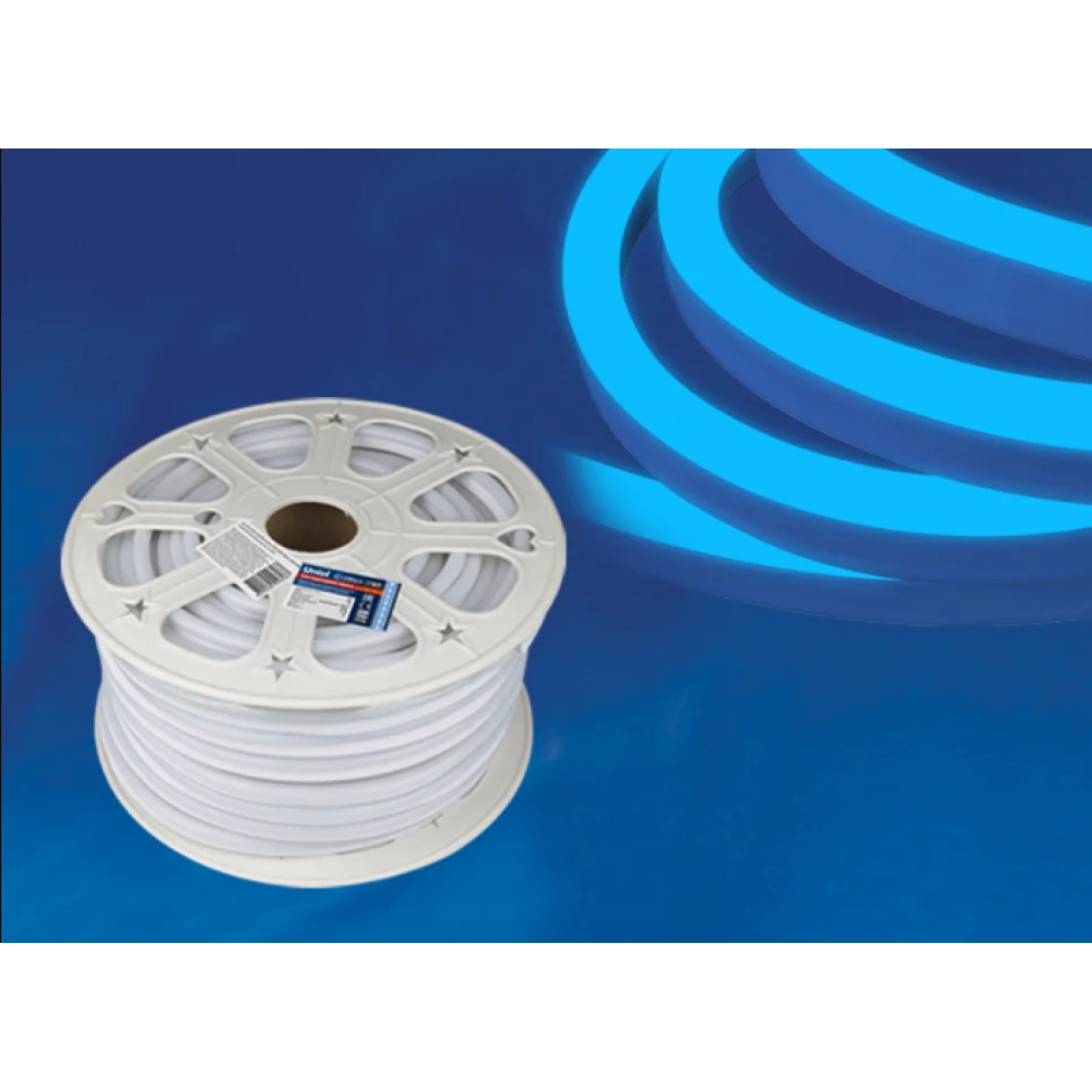 Неон гибкий ULS-N21-2835-120LED/m-8mm-IP67-220V-8W/m-50M-BLUE бобина (1 метр) 50м. Uniel