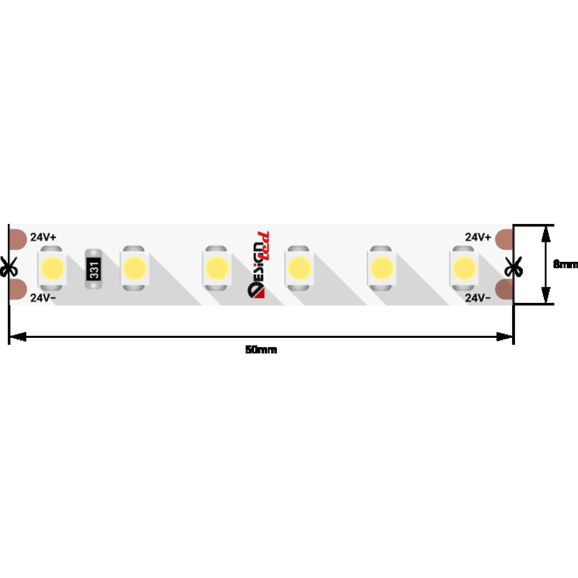 Лента светодиодная LUX3528 120LED/м 9,6Вт/м 24В IP33 Цвет:Нейтральный белый (4000K) (1метр) SWG
