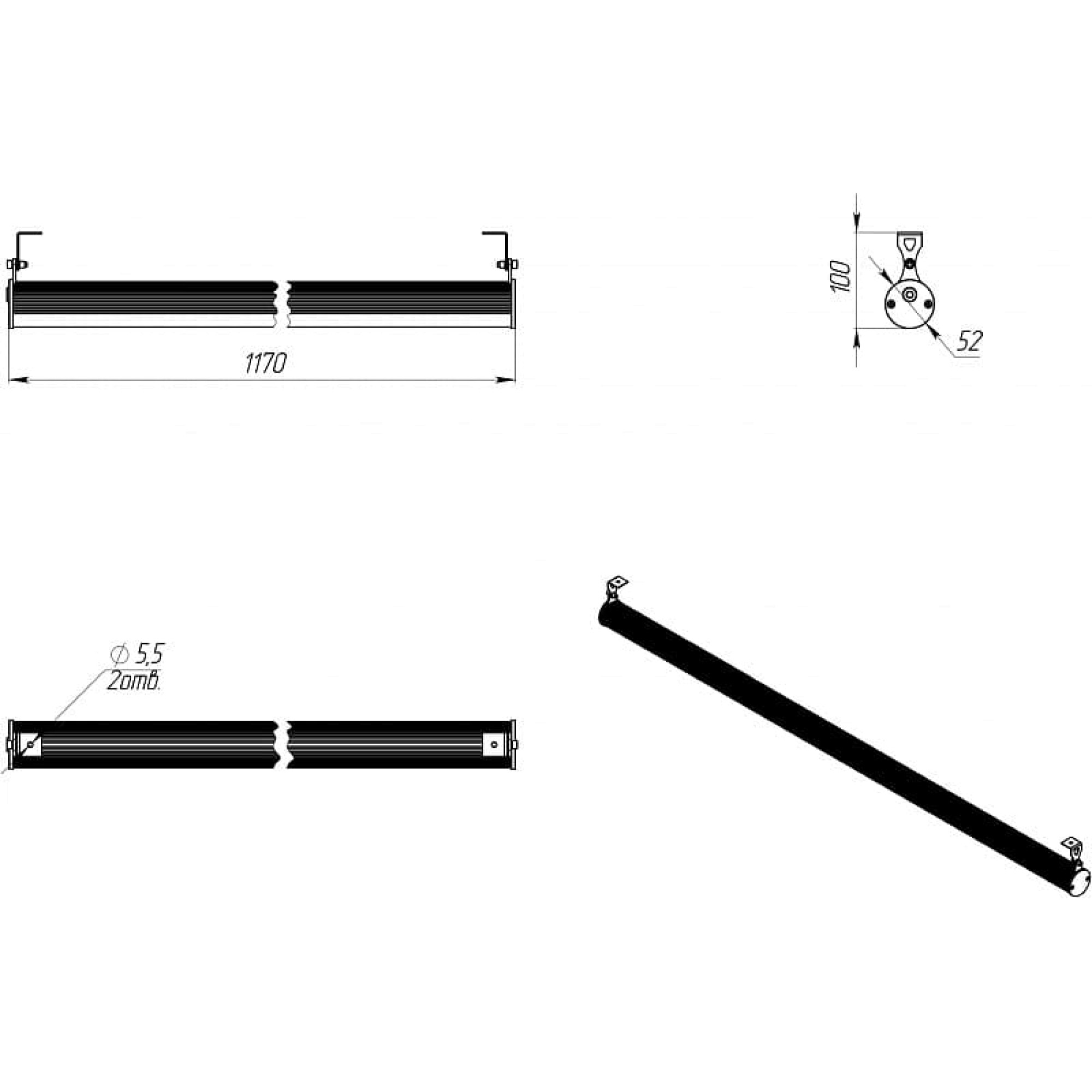 Светильник светодиодный ДСБ 01-33-850 (33 Вт, 4831 Лм, 1,2 m, 1 кг) Ферекс