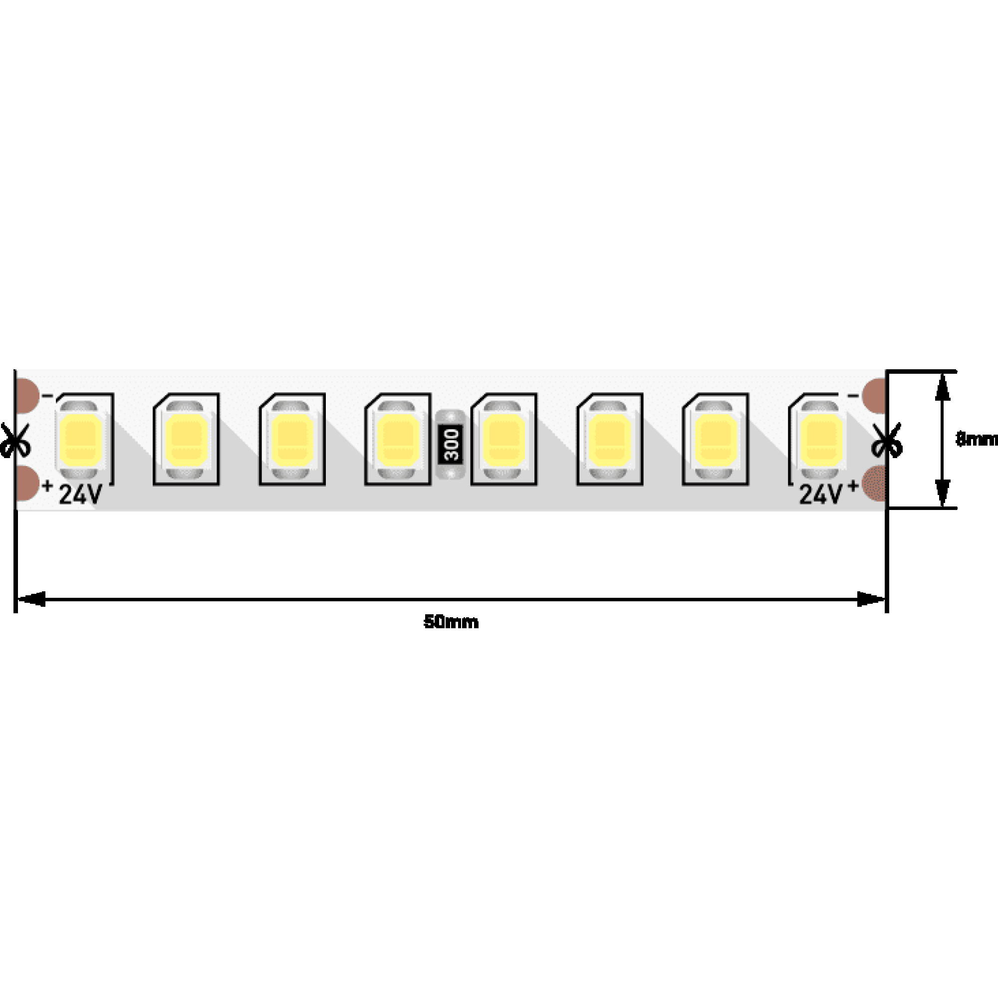 Лента светодиодная ПРО SMD2835 160LED/м 14,4Вт/м 24В IP20 Цвет:Теплый белый (1метр) SWG