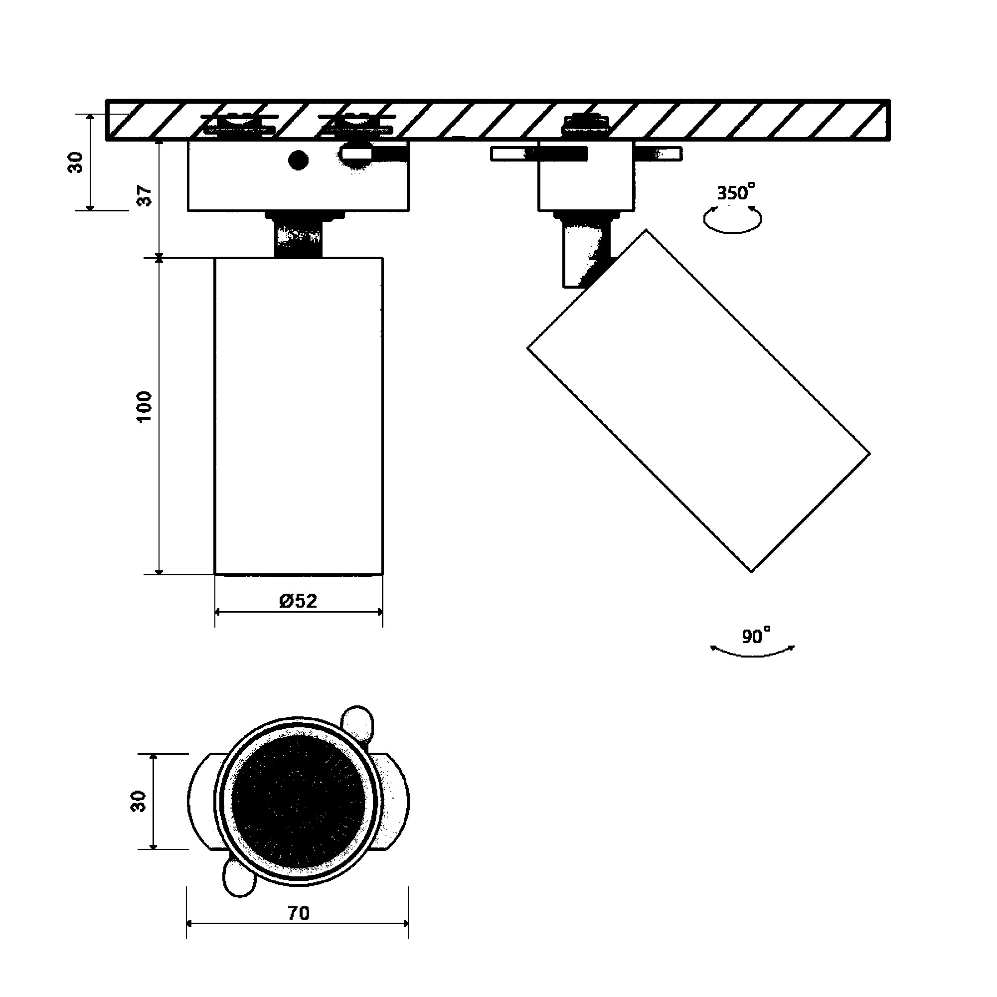 Крепление сменное М2 MINI VILLY трековое однофазное белый SWG