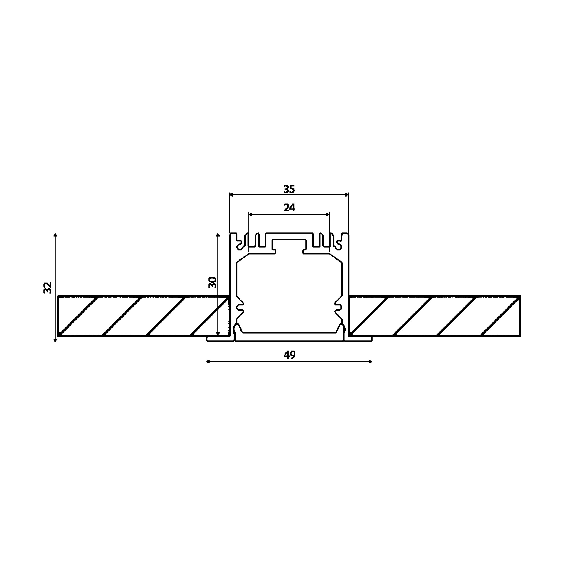 Профиль встраиваемый алюминиевый LE.4932, белый (2.5м) SWG