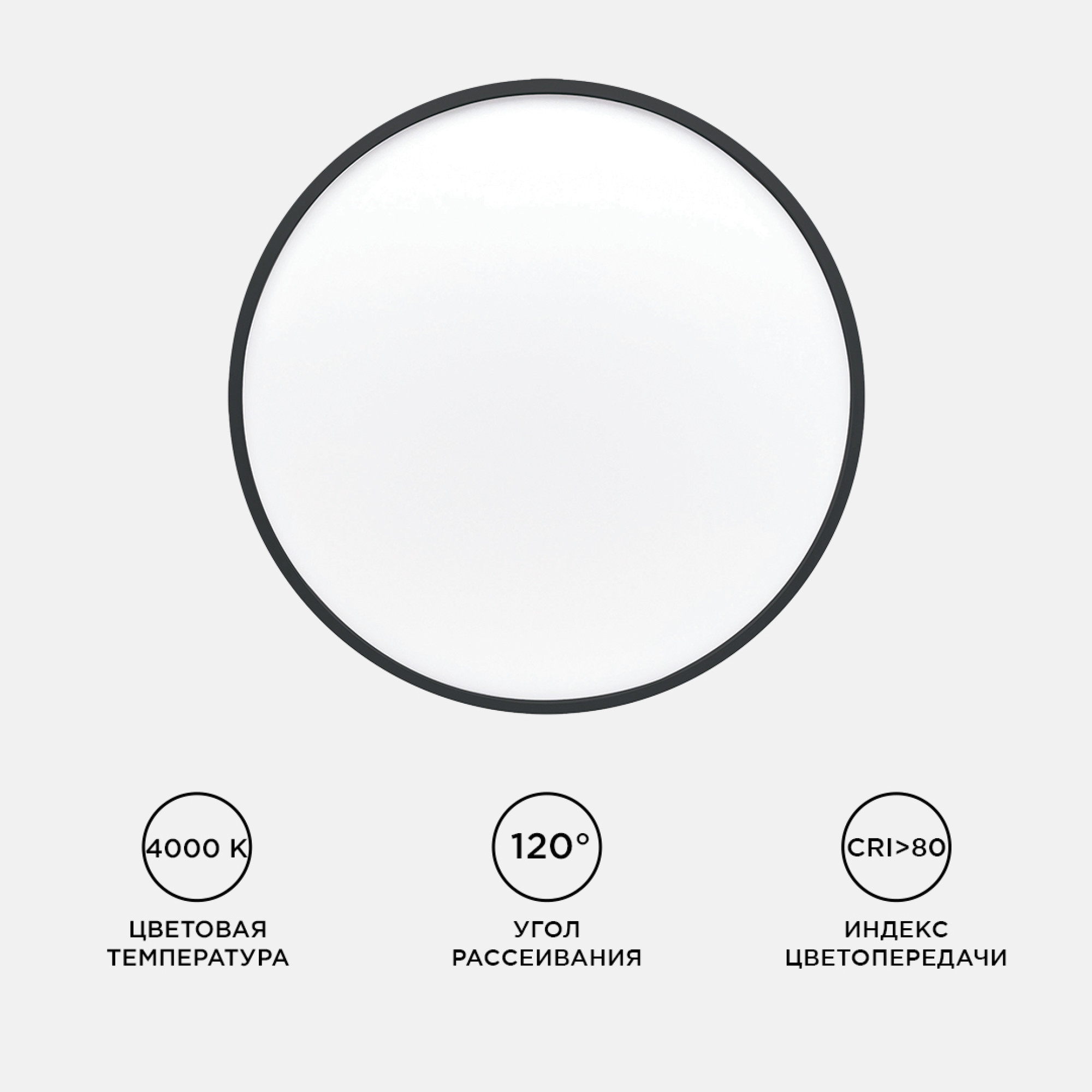 Светильник светодиодный накладной, SPIN, 38Вт, 230В/50Гц, 3800лм, 4000К, ø400х25, круг,чёрны Apeyron