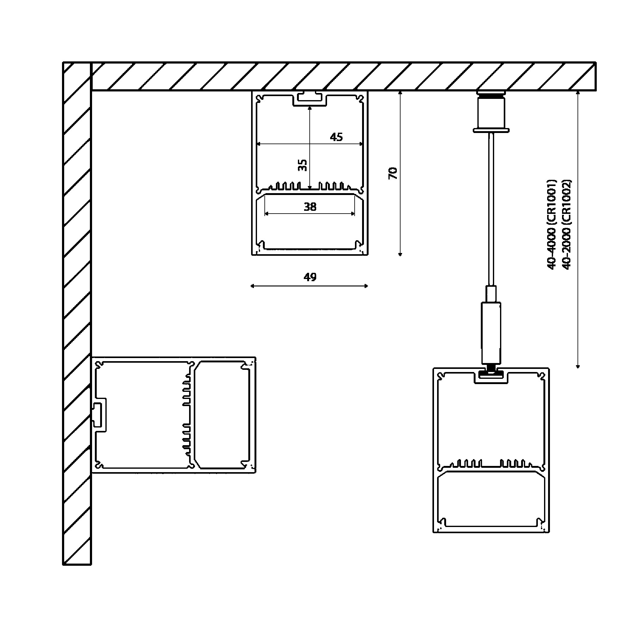 Профиль подвесной/накладной алюминиевый LS.4970 (2.5м) SWG