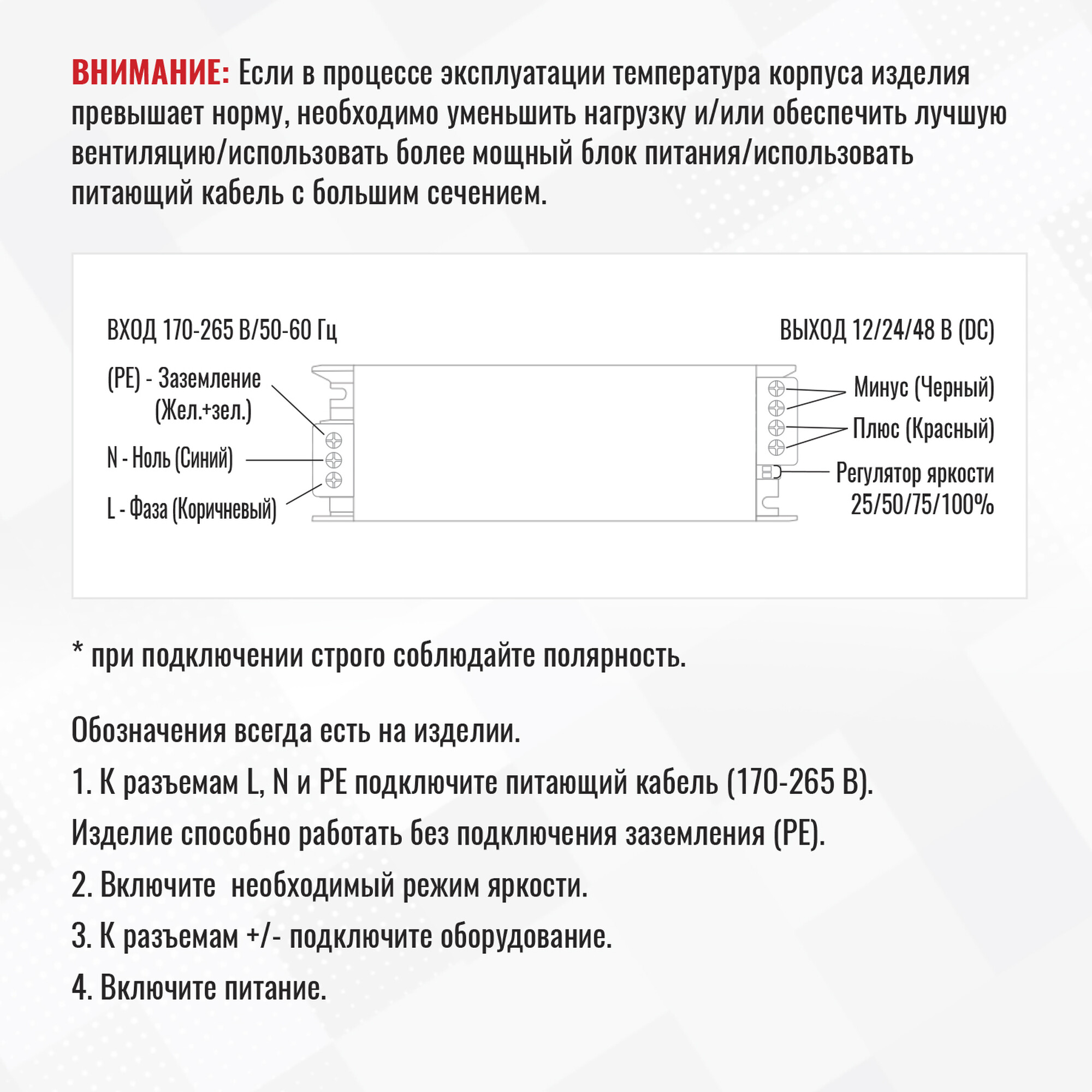 Блок питания ПРО регулятор яркости 600Вт 24В IP20 SignImpress