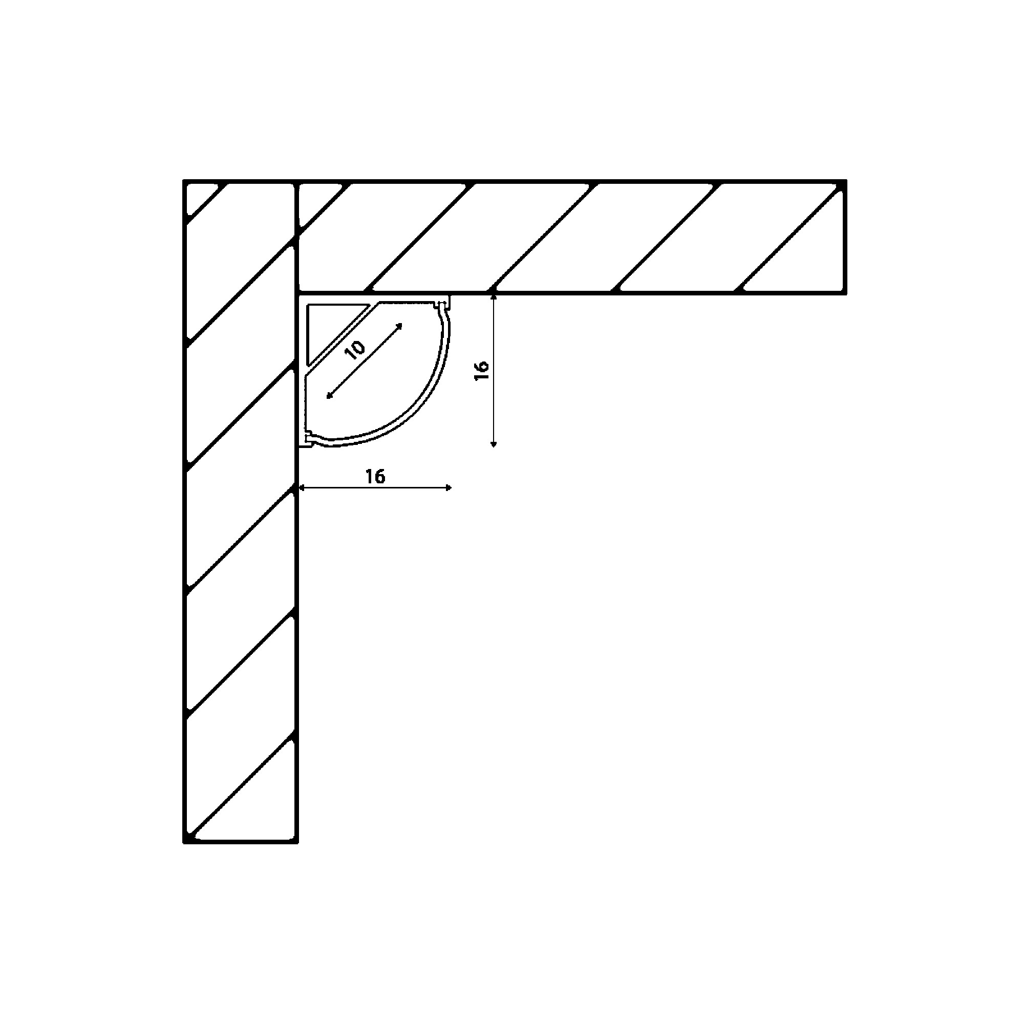 Профиль угловой накладной алюминиевый BEST SF-1616 (2м) (комплект) SWG