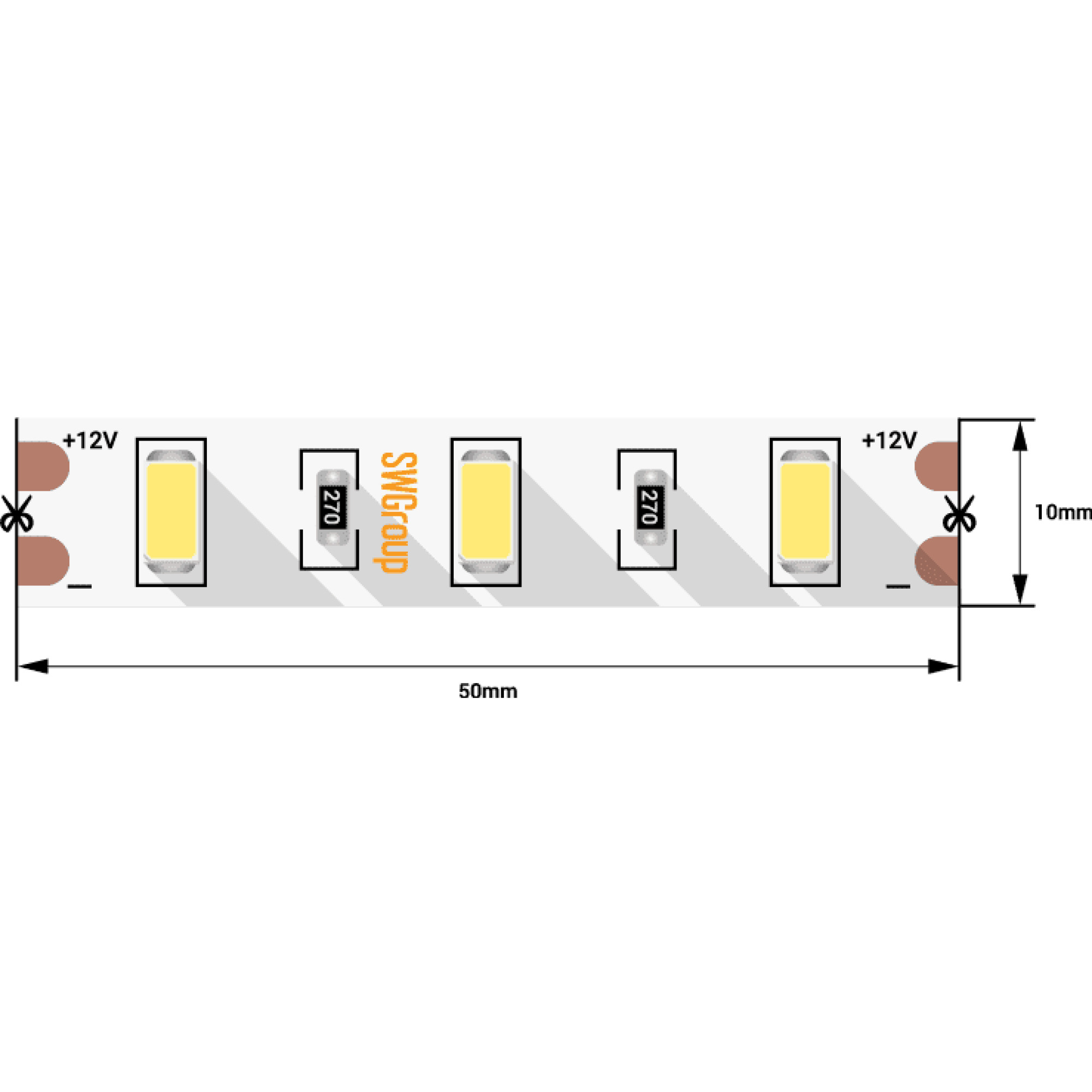 Лента светодиодная стандарт SMD5630 60LED/м 12Вт/м 12В IP20 Цвет:Теплый белый (1метр) SWG 