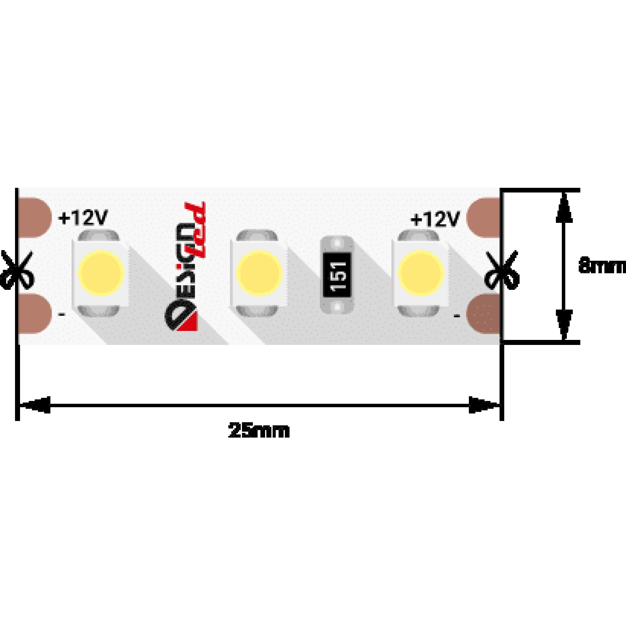 Лента светодиодная LUX3528 120LED/м 9,6Вт/м 12В IP33 Цвет:Теплый белый (2700K) (1метр) SWG