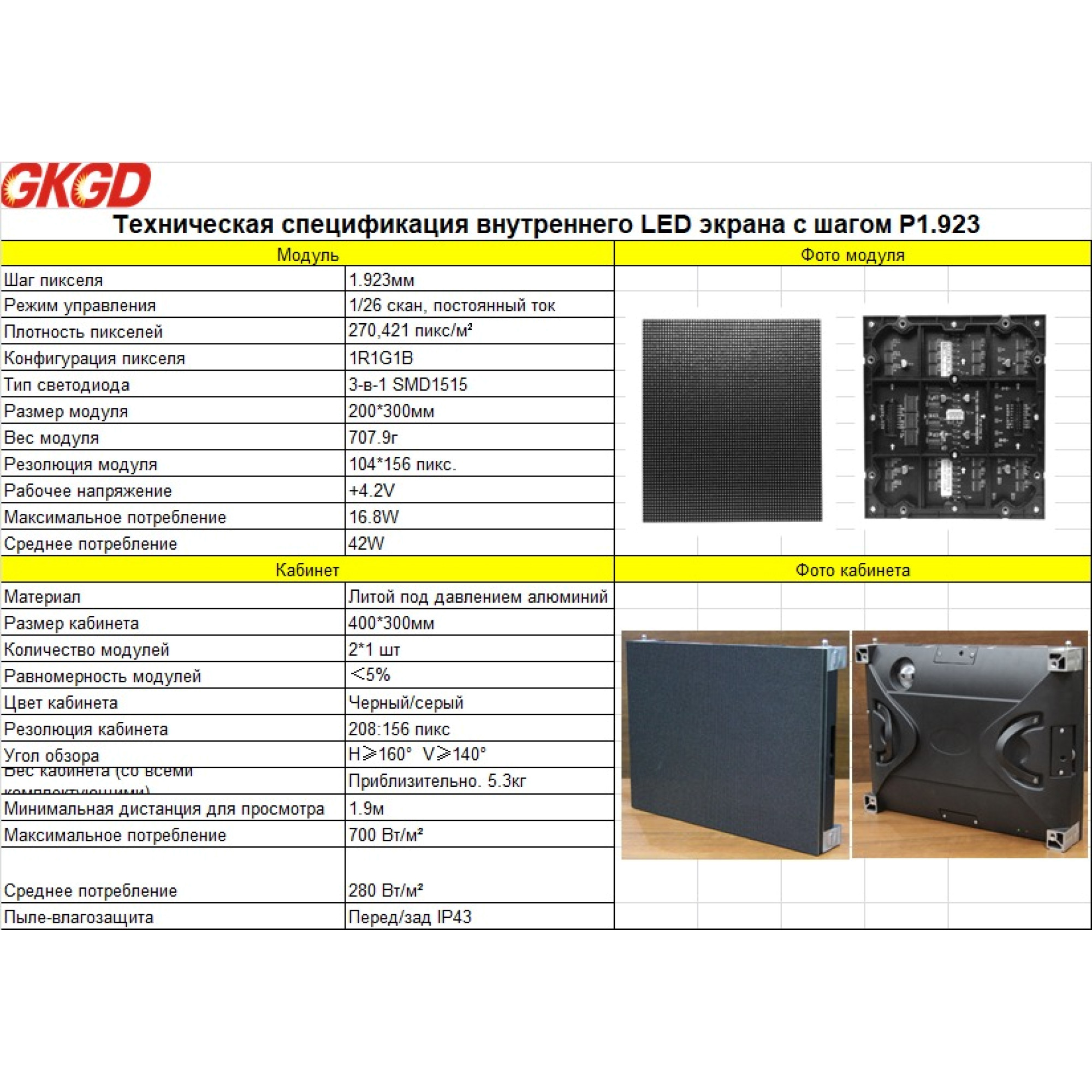 Кабинет indoor Р1,9 400*300мм GKGD