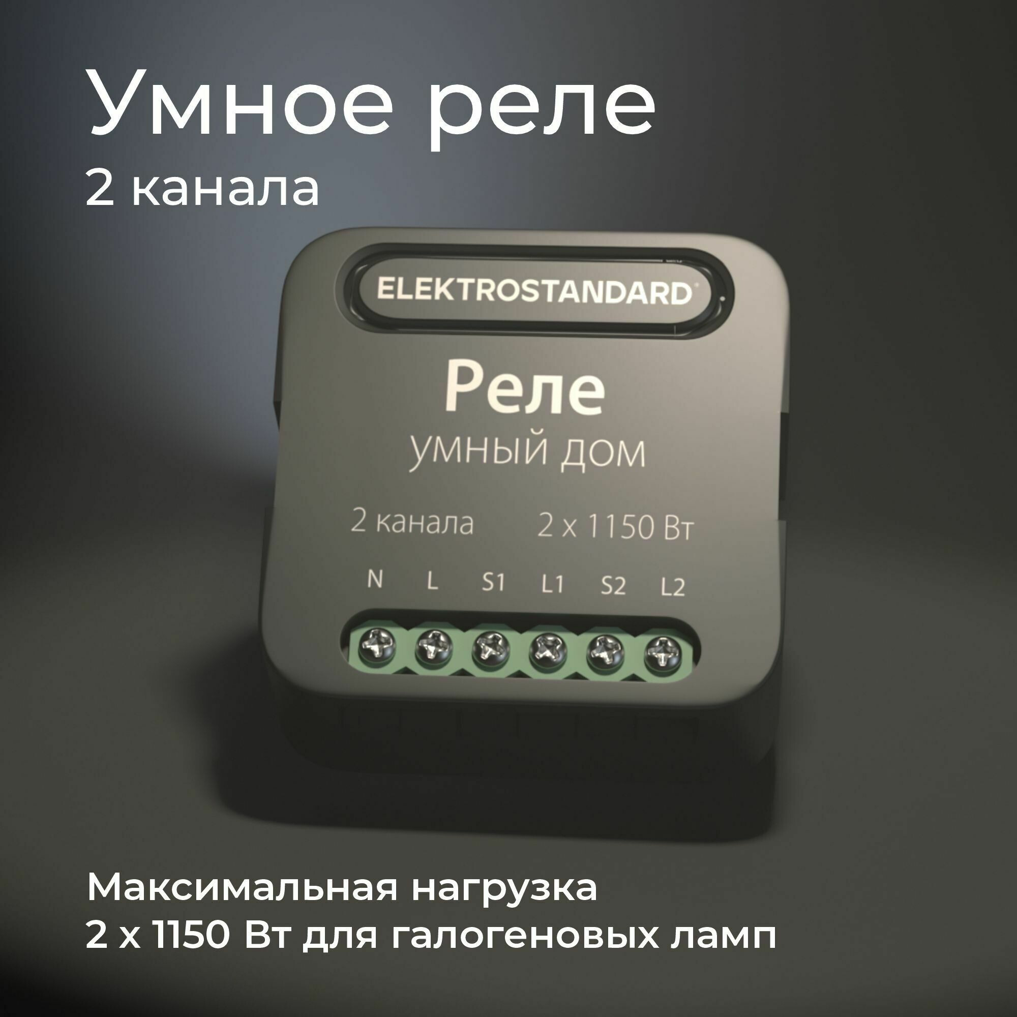 Умный дом реле черный 2 канала 1150W 76007/00 Elektrostandard