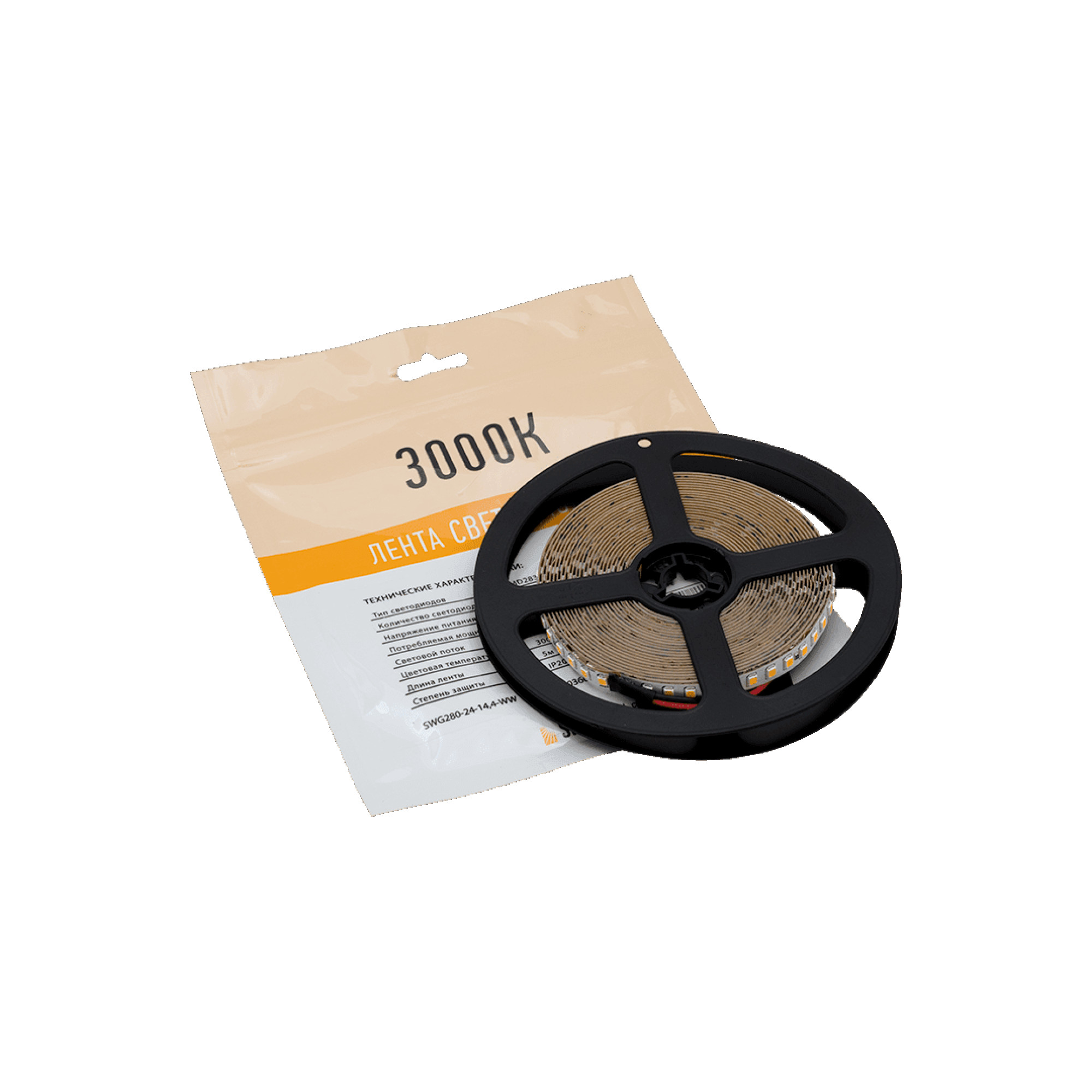 Лента светодиодная ПРО SMD2835 160LED/м 14,4Вт/м 24В IP20 Цвет:Теплый белый (1метр) SWG