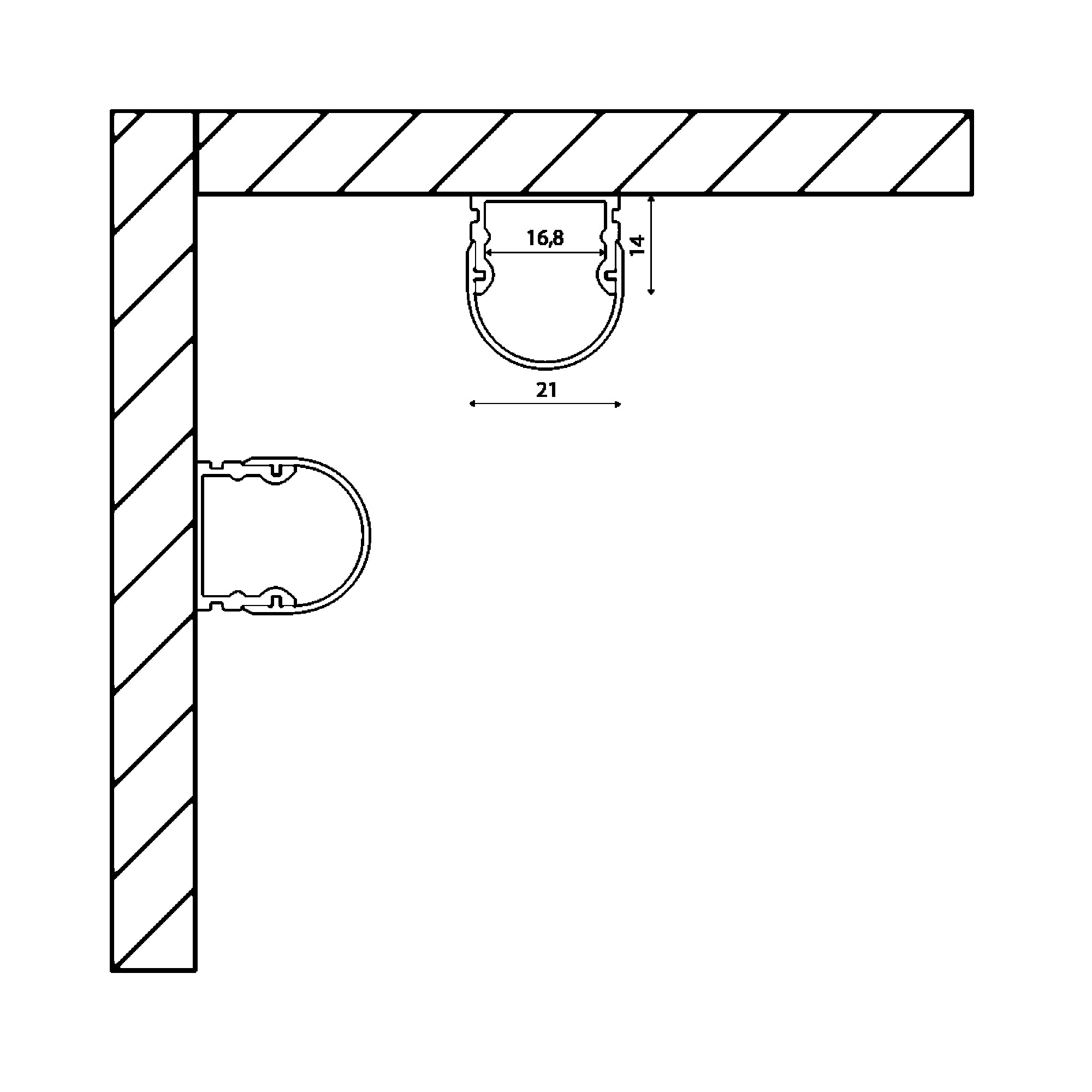 Профиль накладной алюминиевый с полукруглым экраном ROUND SF-2121-RD (2м) (комплект) SWG