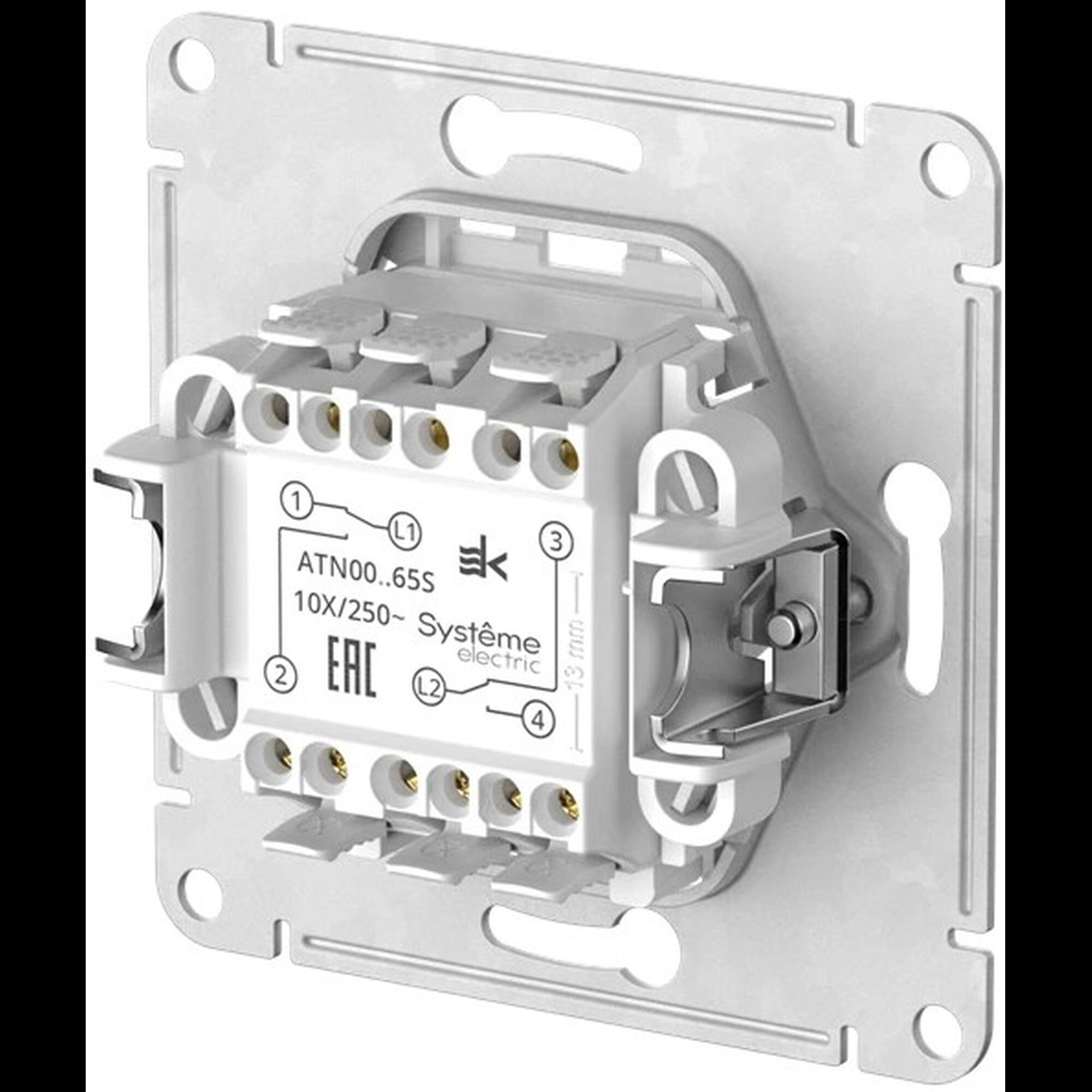 2-клавишный ПЕРЕКЛЮЧАТЕЛЬ, сх.6/2, 10АХ, мех., быстрозажимные клеммы., КАРБОН