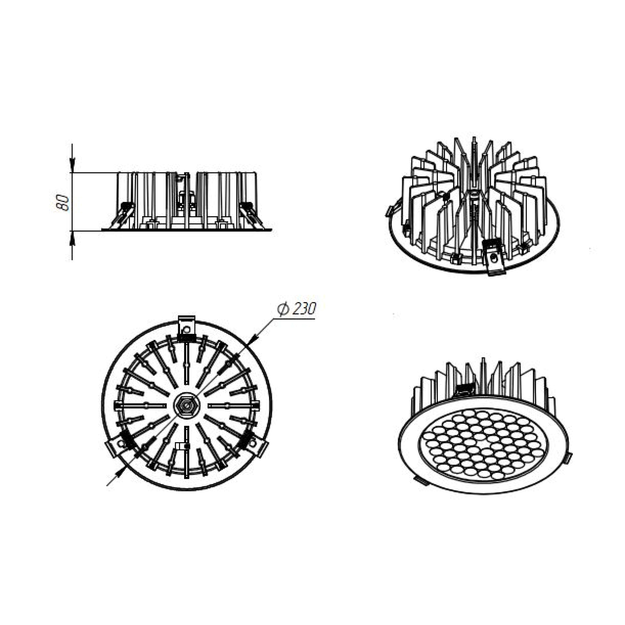 Светильник светодиодный ДВО 06-56-850-К40 (56 Вт, до 6389 Лм, 230х80, 1 кг) Ферекс
