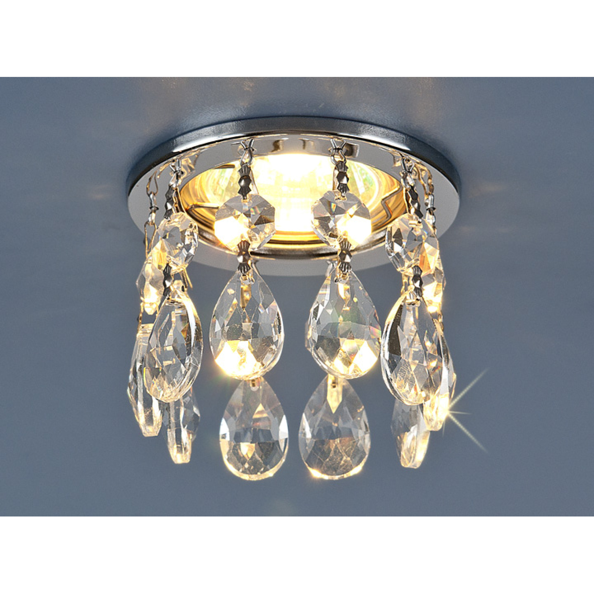 Светильник встраиваемый 2055 MR16 хром/прозрачный хрусталь капля Elektrostandard (распродажа)