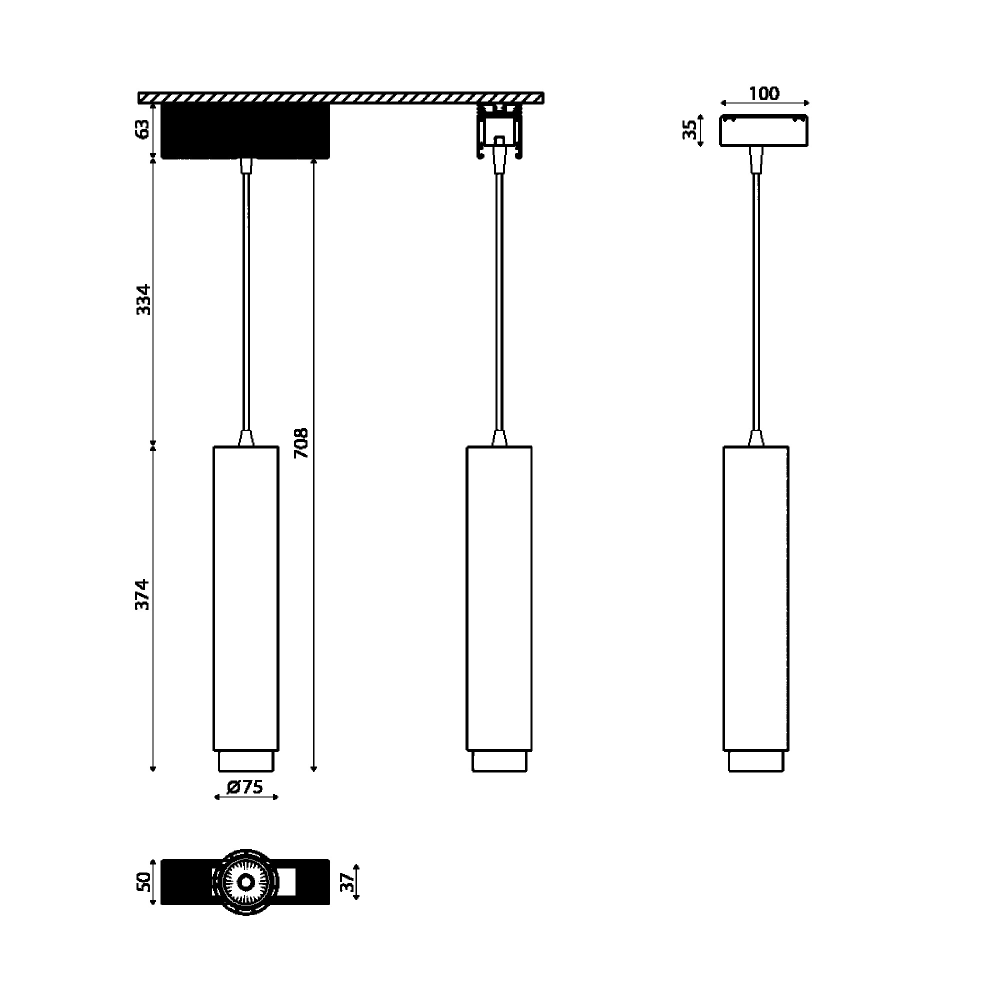 Светильник трековый подвесной SY 20W Черный 4000К  SY-601242-BL-20-NW SWG