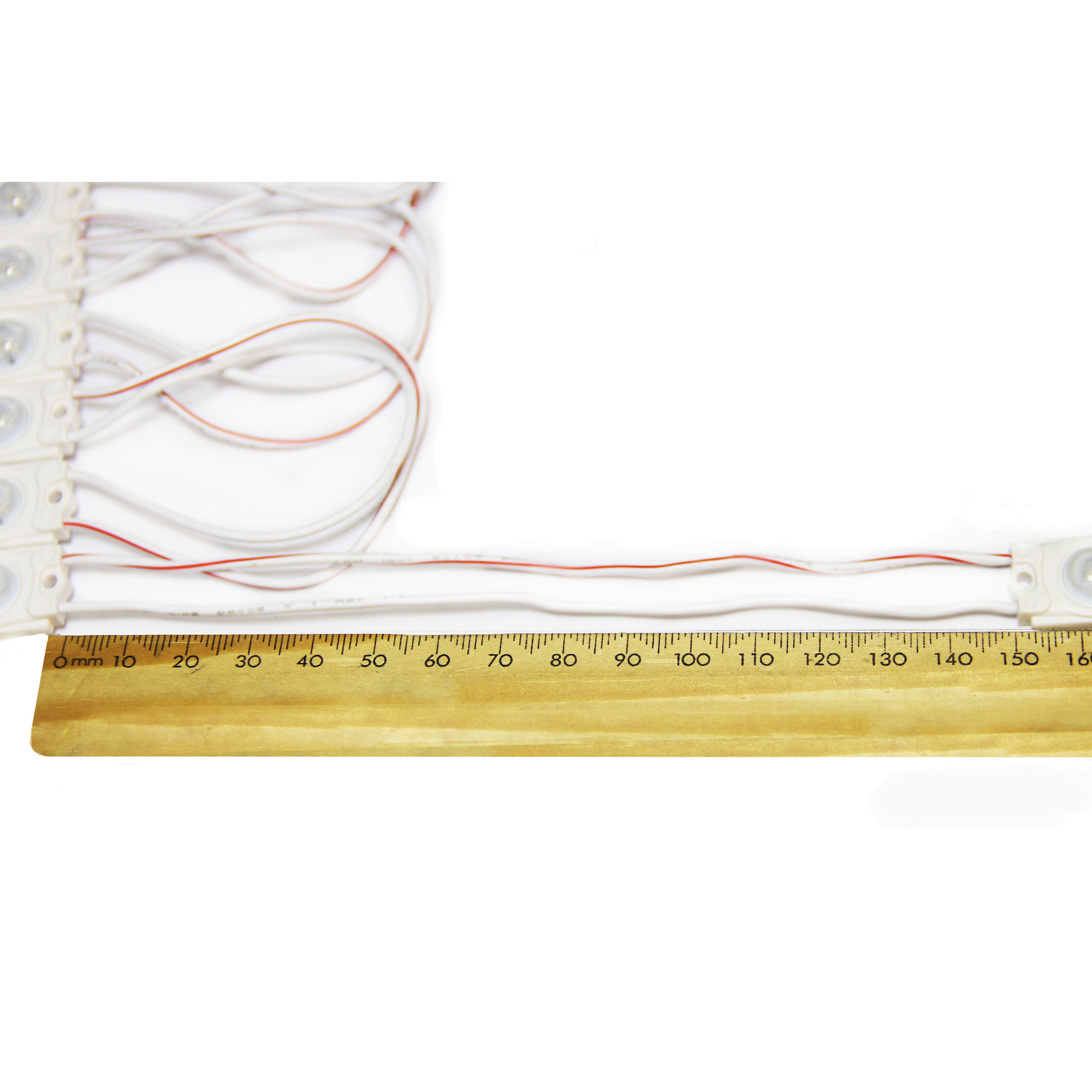 Модуль светодиодный 2 SMD 2835 0,72W 70lm провод 150 мм (с линзой 160) GREEN  - 1шт.