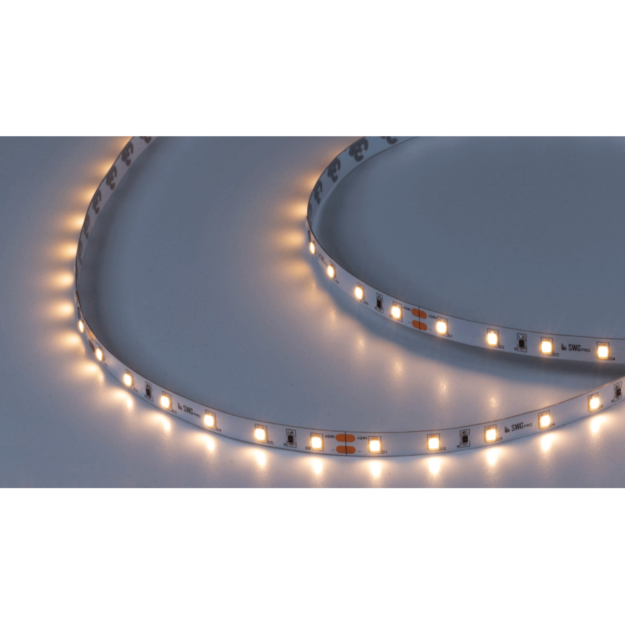 Лента светодиодная ПРО 2835, 60 LED/м, 4,8 Вт/м, 24В , IP20, Цвет: Теплый белый SWG 