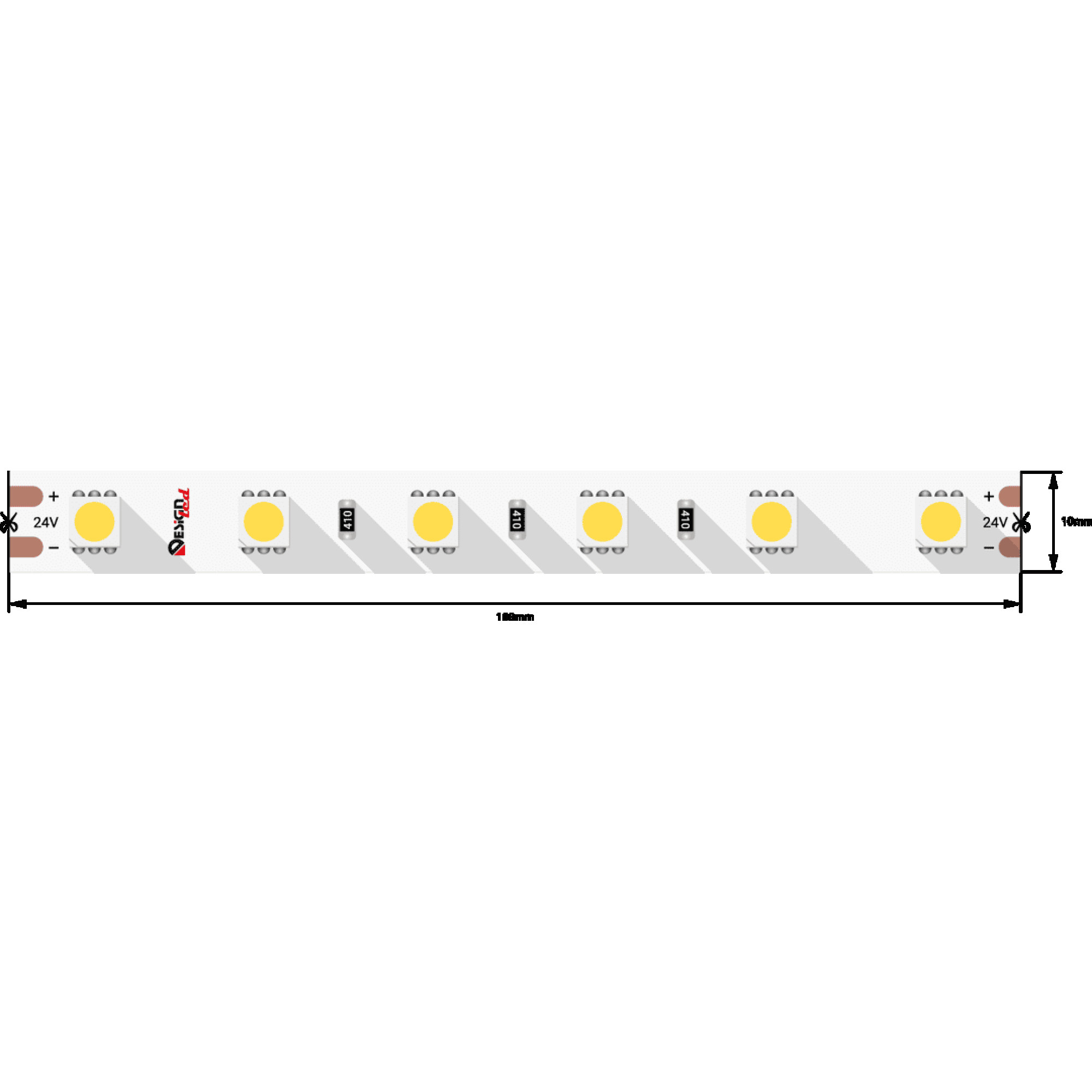 Лента светодиодная LUX5050 60LED/м 14,4Вт/м 24В IP33 Цвет:Теплый белый (2700K) (1метр) SWG