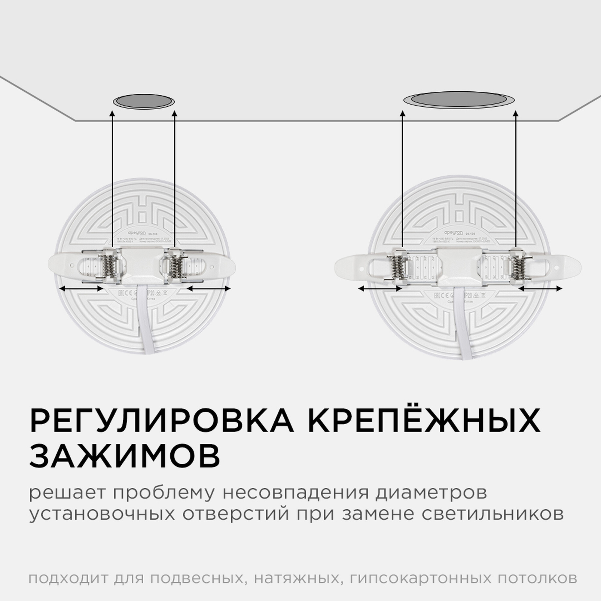 Панель светодиодная встраиваемая безрамочная FLP, 16Вт (12Вт+4Вт), 230В/50Гц, 1360Лм, 4000К Apeyron