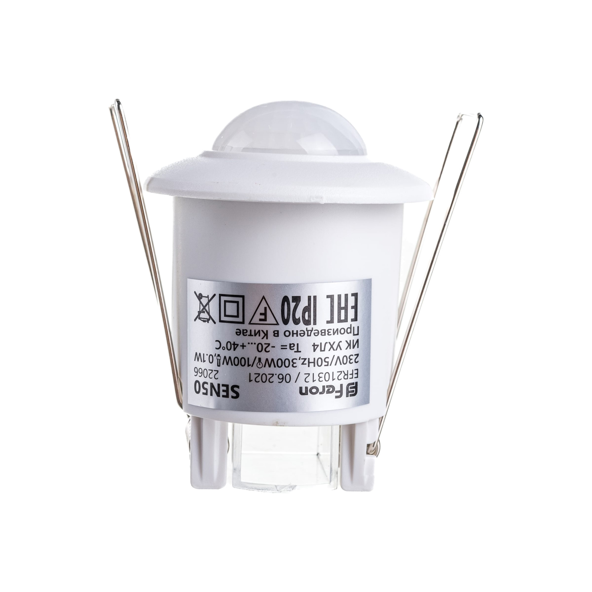 Датчик движения и освещенности 500W 6m 360° белый, SEN50, Feron