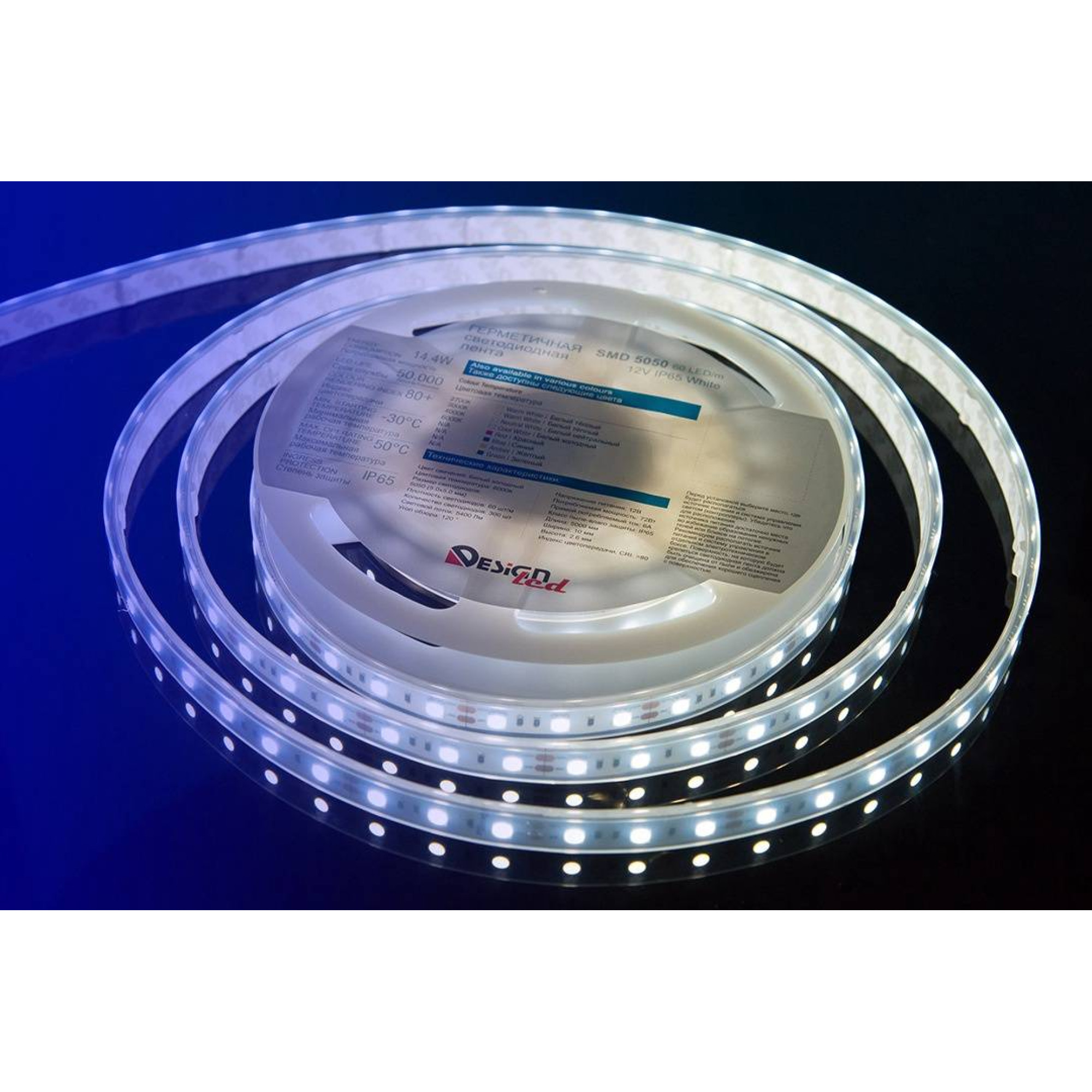 Лента светодиодная LUX5050 60LED/м 14,4Вт/м 12В IP65 Цвет:Холодный белый (6000K) (1метр) SWG