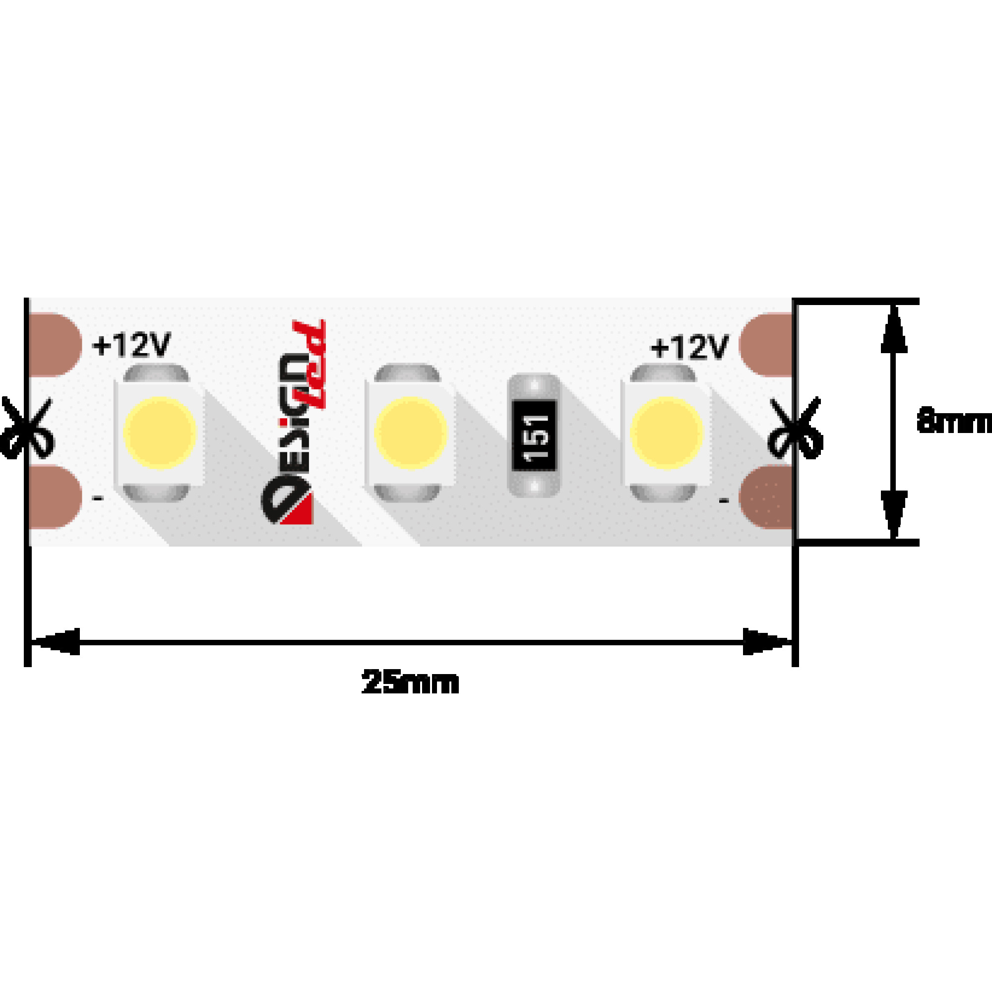 Лента светодиодная LUX3528 120 LED/м 9,6Вт/м 12В IP33 Цвет:Нейтральный белый (4000K) (1метр) SWG