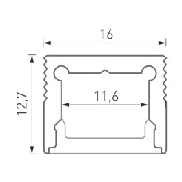 Накладной алюминиевый профиль LS.1613-R для однорядной ленты SWG