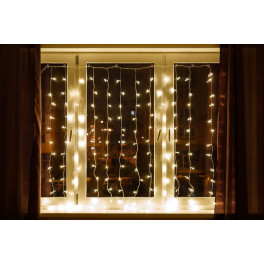 Светодиодная гирлянда CL21 занавес, статичная 3*2м + 3м 230V 2700К, c питанием от сети Feron 
