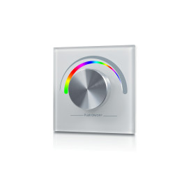 Панель радио W-RGB (W) встраиваемая в стену с валкодером на 1 зону  для RGB ленты, белая SWG