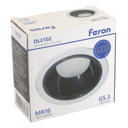 Светильник встраиваемый DL3102 потолочный MR16 G5.3 белый + черный хром Feron