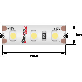 Лента светодиодная LUX3528 120LED/м 9,6Вт/м 12В IP65 Цвет:Теплый белый (2700K) (1метр) SWG