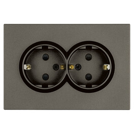 Розетка 2-местная с защитной шторкой с/з, 250В, 16А, серия Эмили, RST16-5114-09, антрацит, soft touch