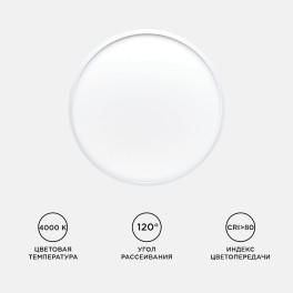 Светильник светодиодный накладной, SPIN, 28Вт, 230В/50Гц, 2800лм, 4000К, ø300х25, круг,белый Apeyron