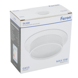 Светильник встраиваемый DL500 потолочный GX53 белый круг Feron